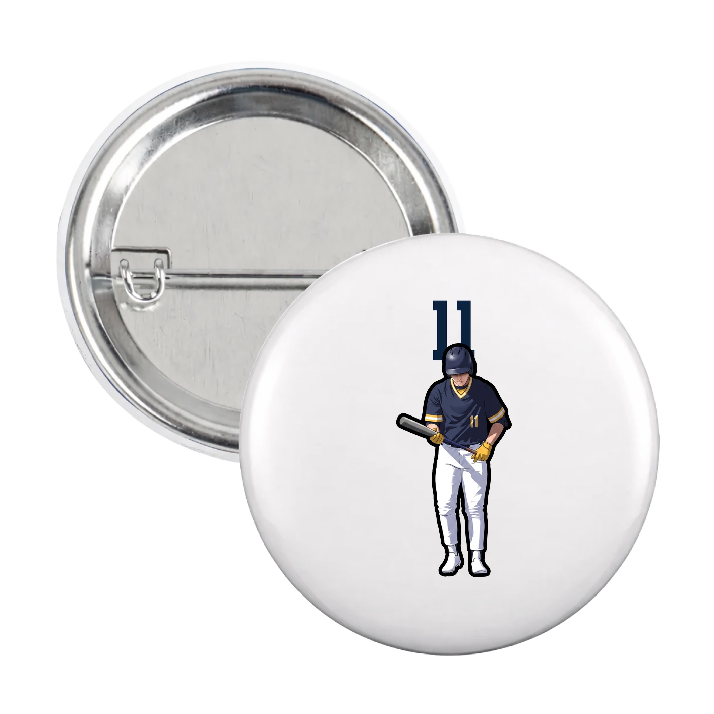 Game Day Button — Number Top in White