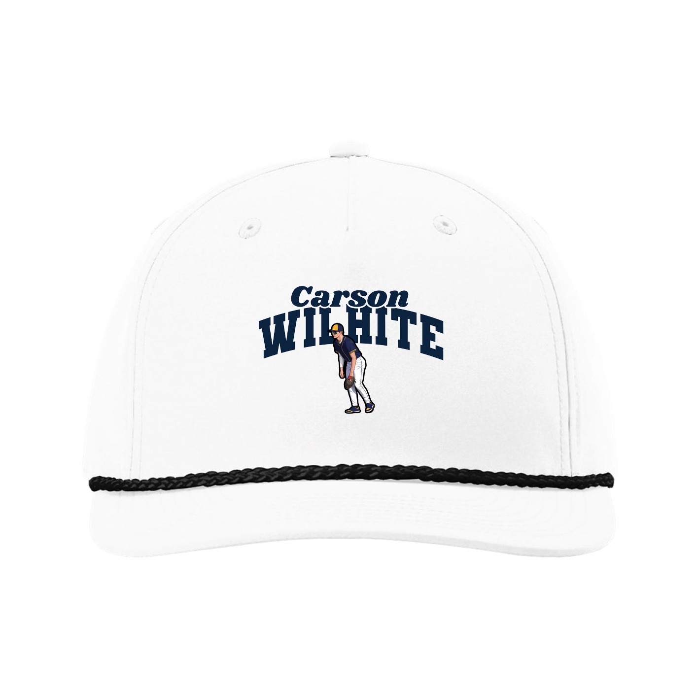 Five-Panel Classic Rope Cap — Signature Arch in White