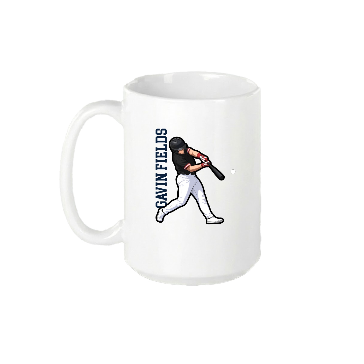 15oz Coffee Mug — Name Vertical in White