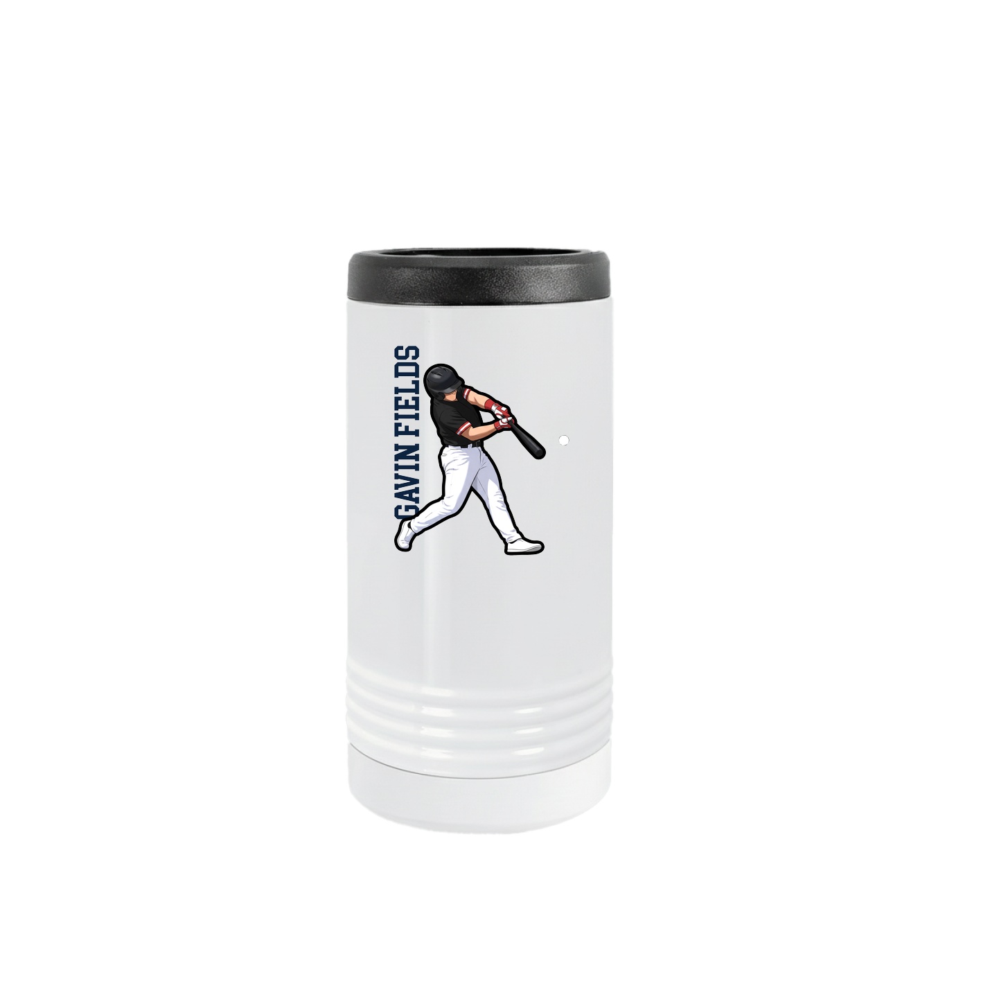 Slim Beverage Holder — Name Vertical in White