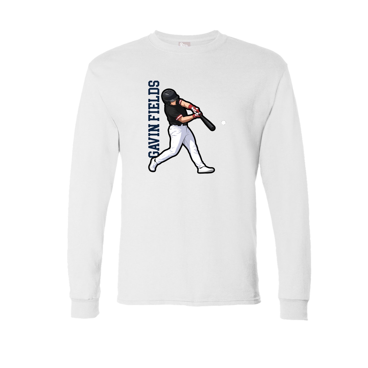 Long Sleeve Tee — Name Vertical in White