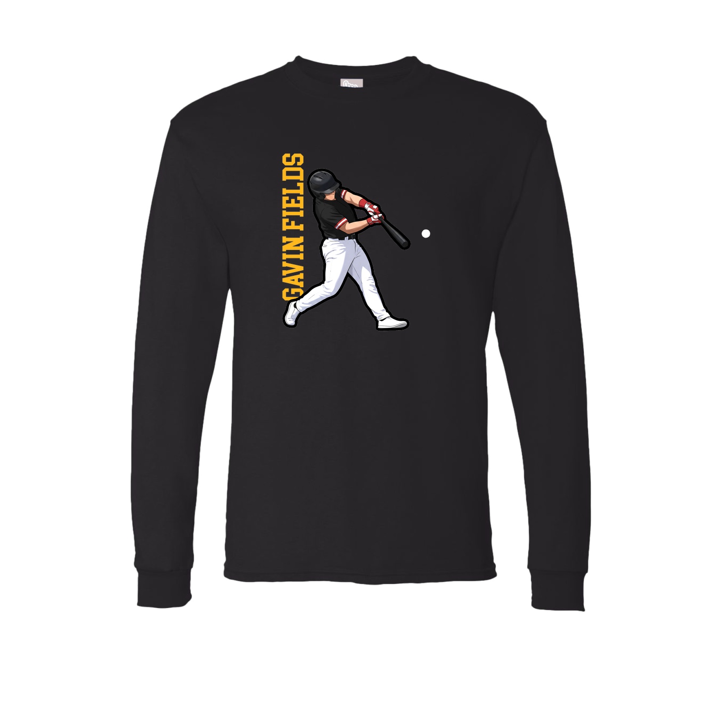 Long Sleeve Tee — Name Vertical in Black