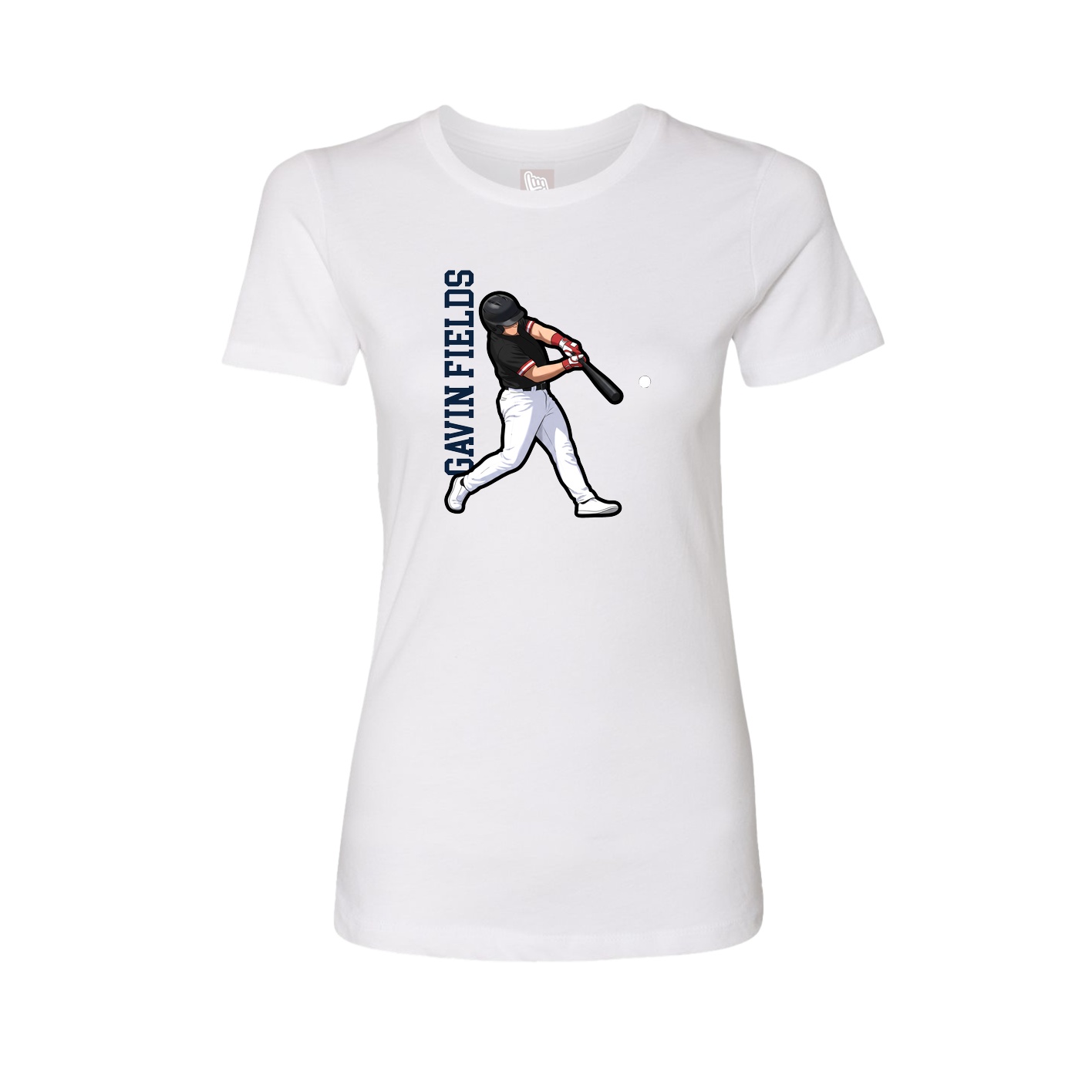 Womens Tee — Name Vertical in White