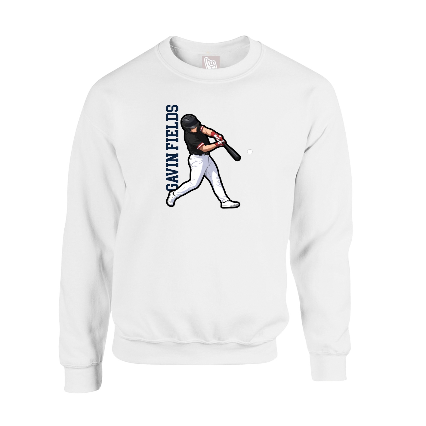 Fleece Crew — Name Vertical in White