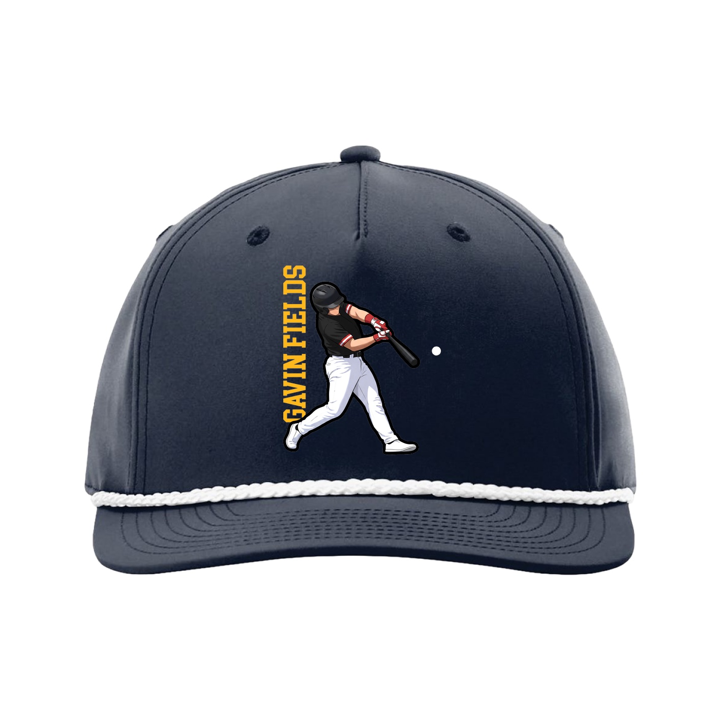 Five-Panel Classic Rope Cap — Name Vertical in Navy