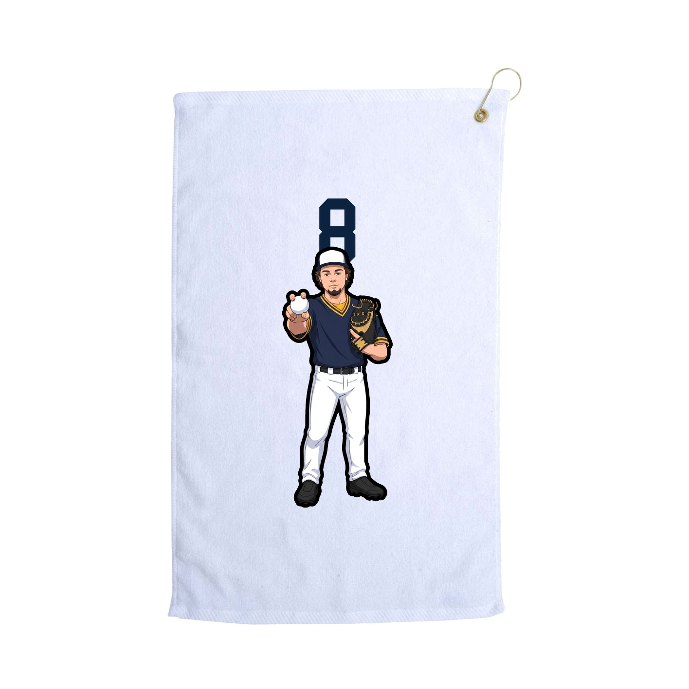 Golf Towel — Number Top in White
