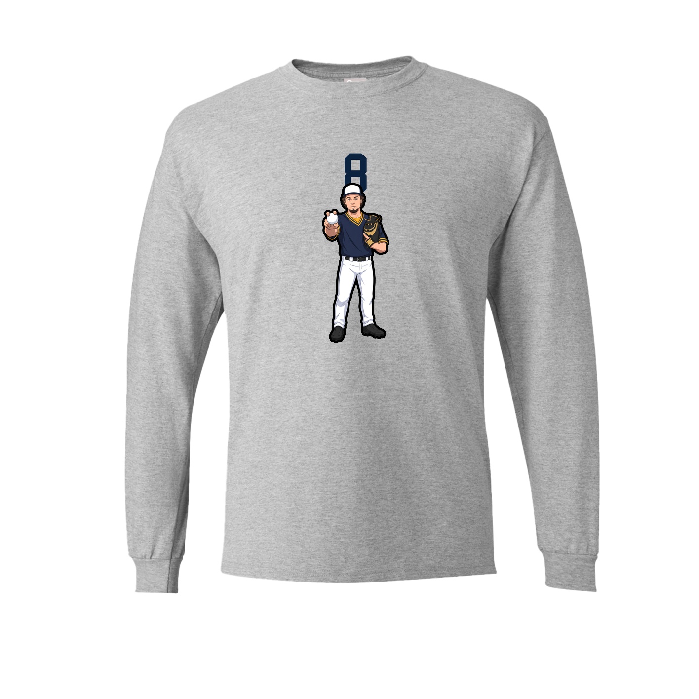 Long Sleeve Tee — Number Top in Grey