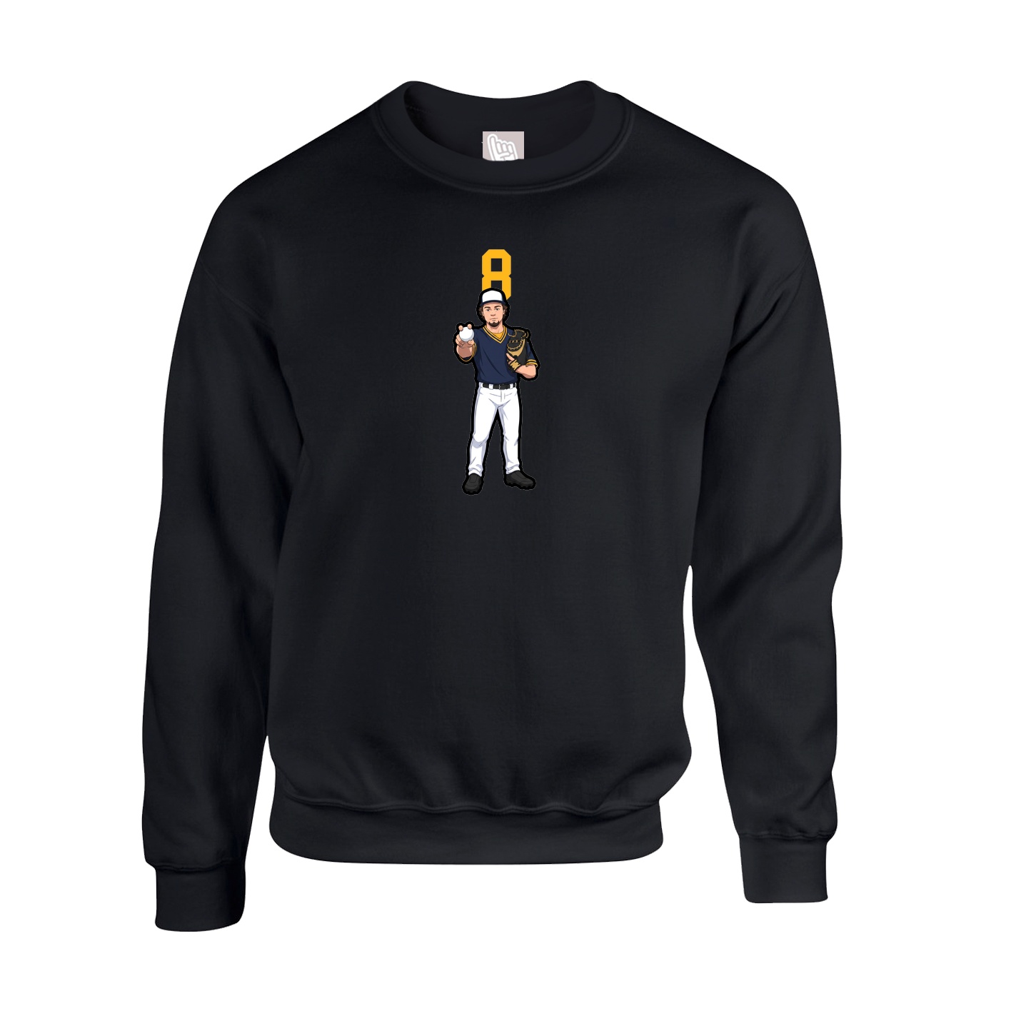 Fleece Crew — Number Top in Black