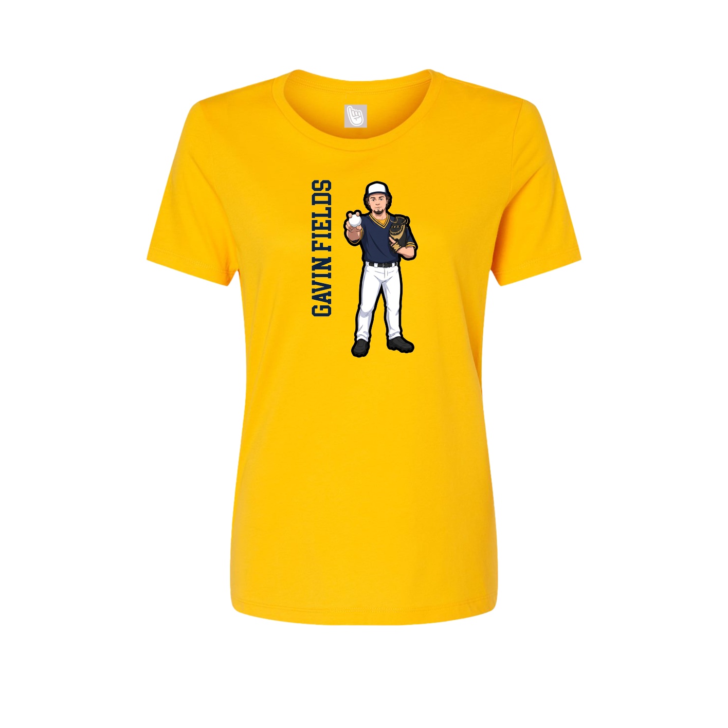 Womens Tee — Name Vertical in Gold