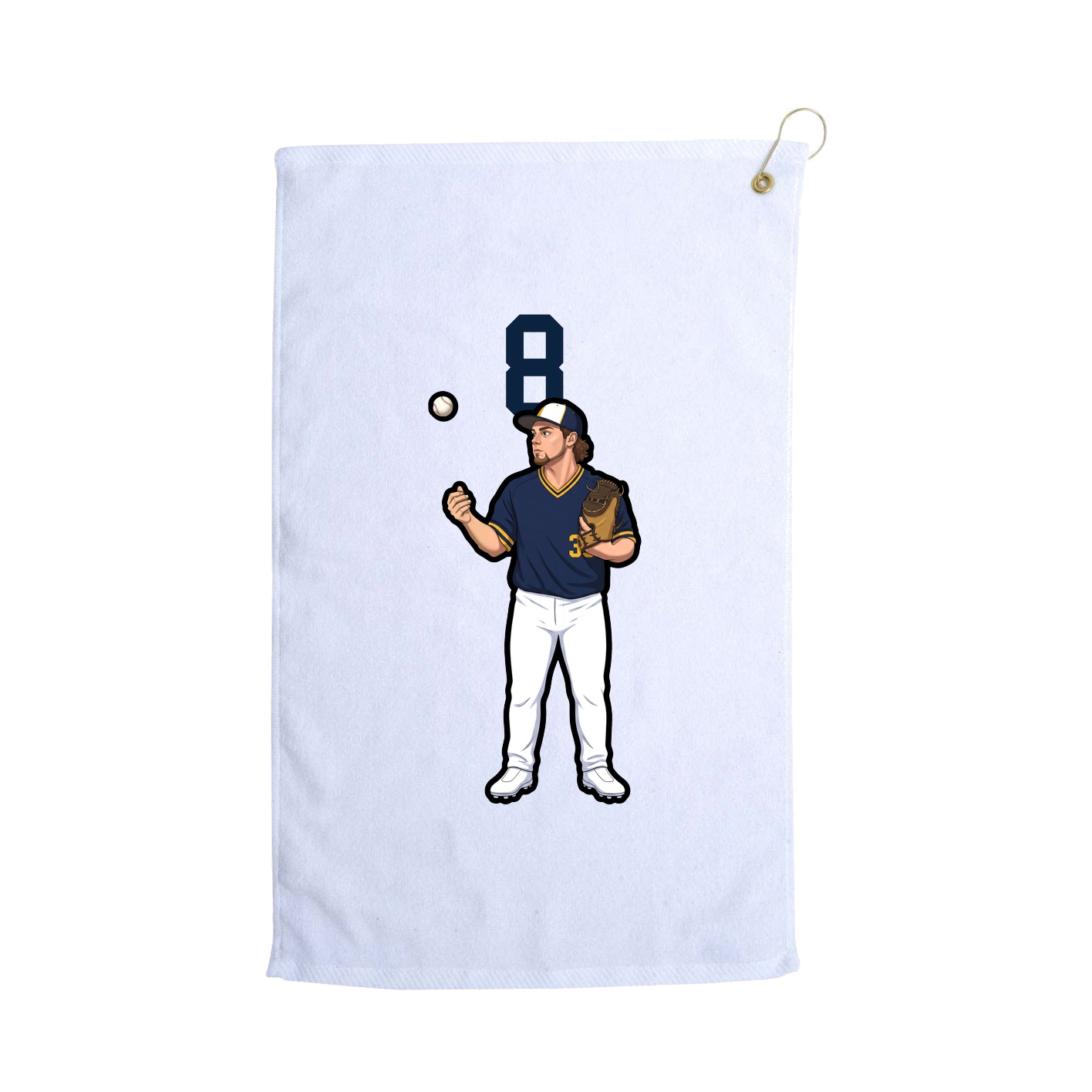 Golf Towel — Number Top in White