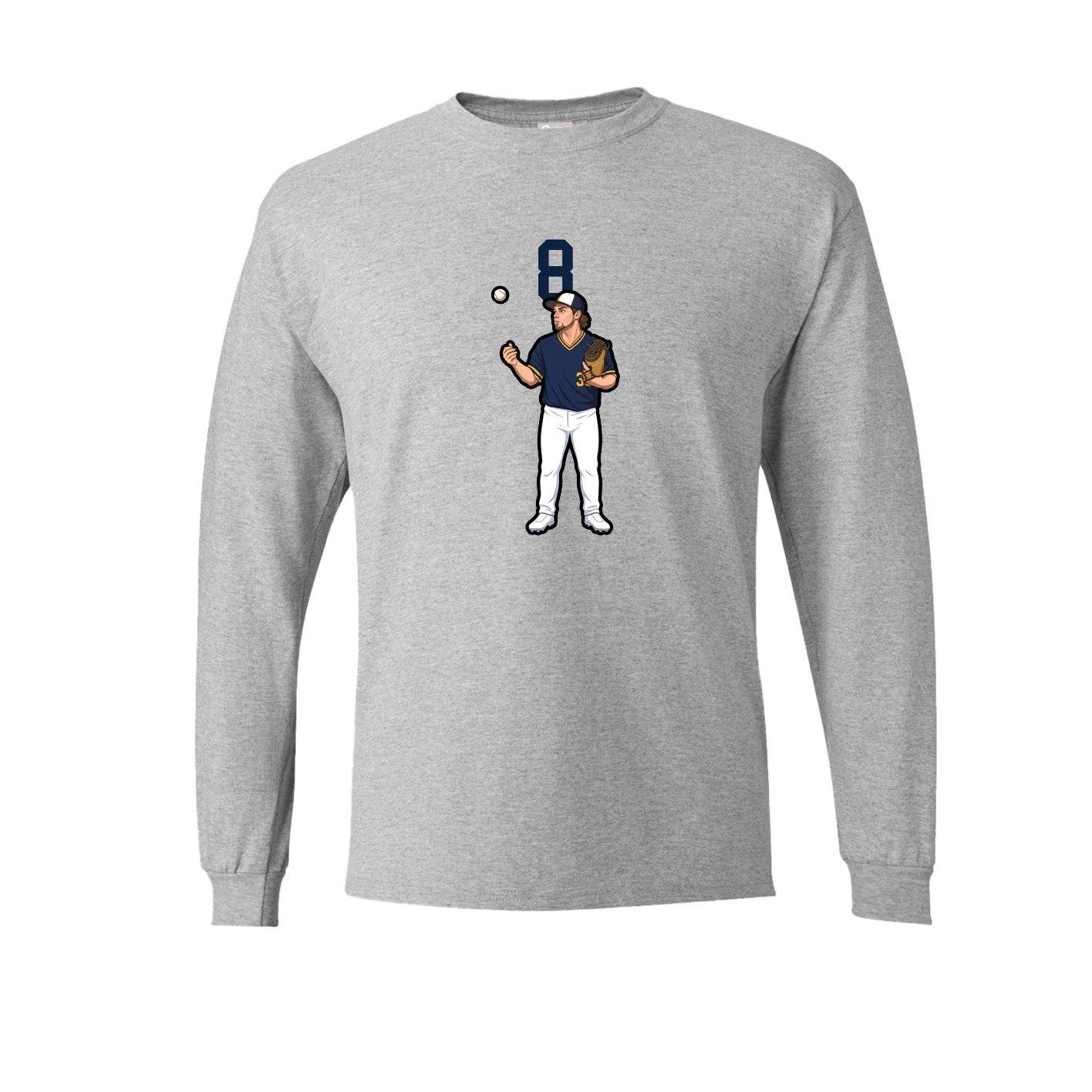 Long Sleeve Tee — Number Top in Grey