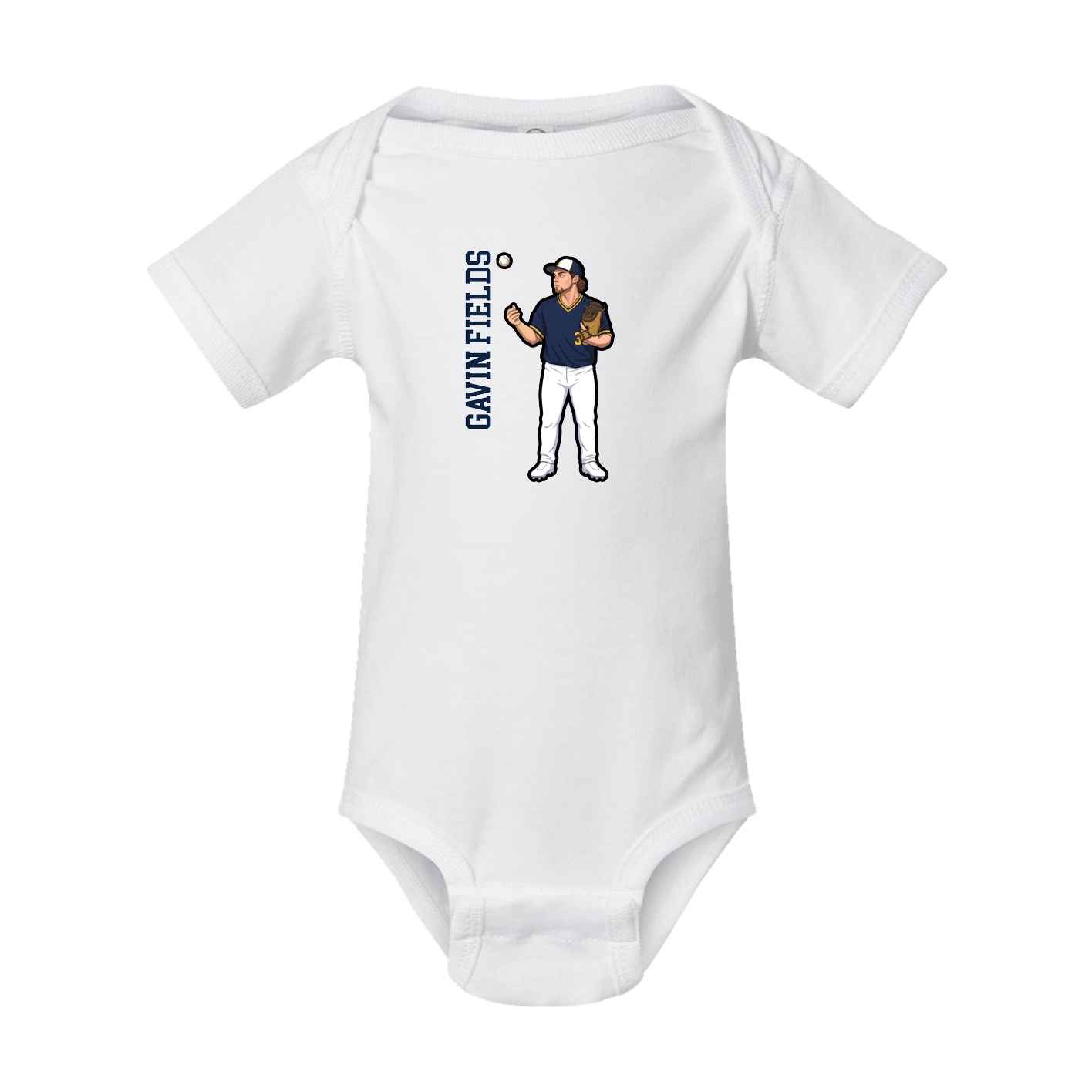 Baby Onesie — Name Vertical in White