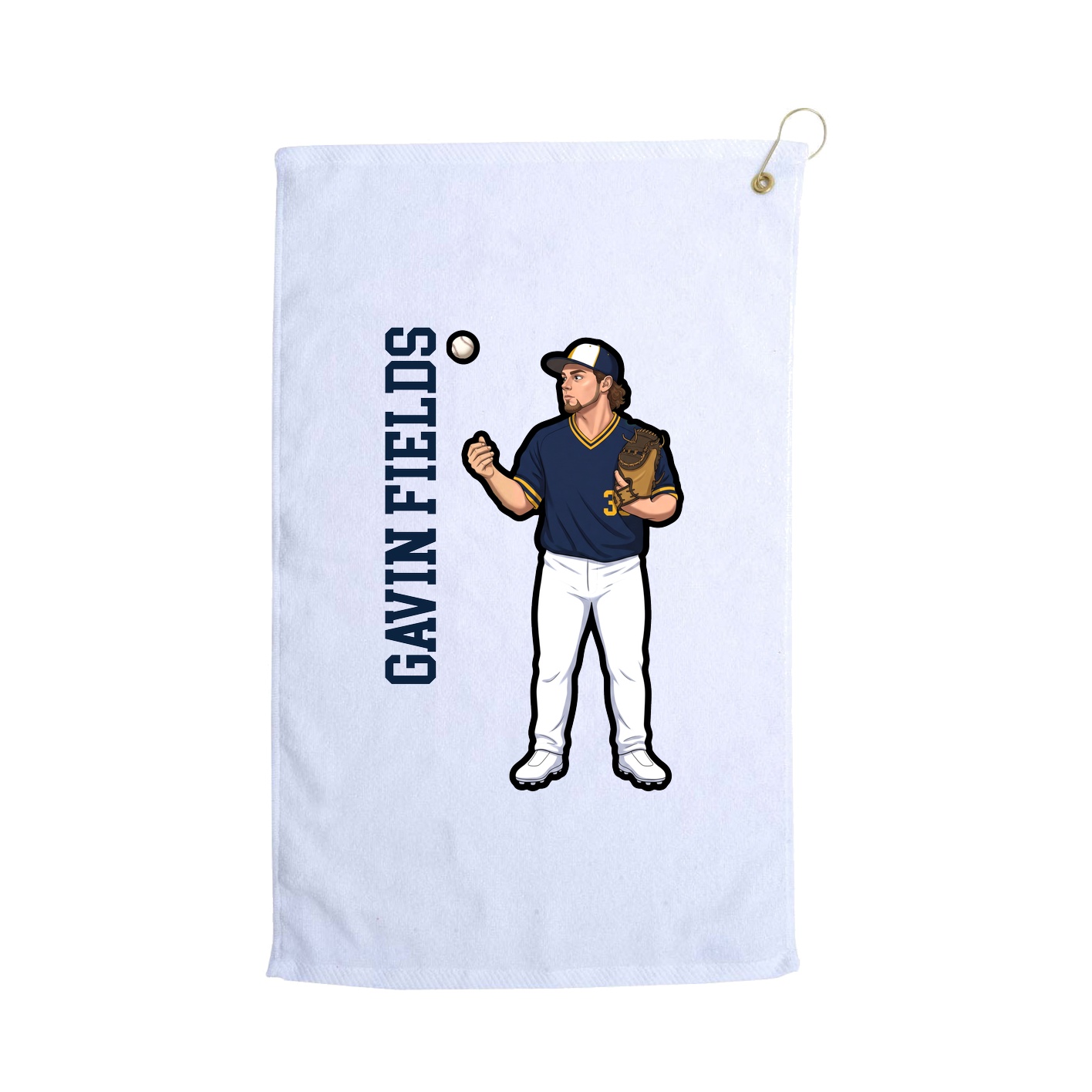 Golf Towel — Name Vertical in White