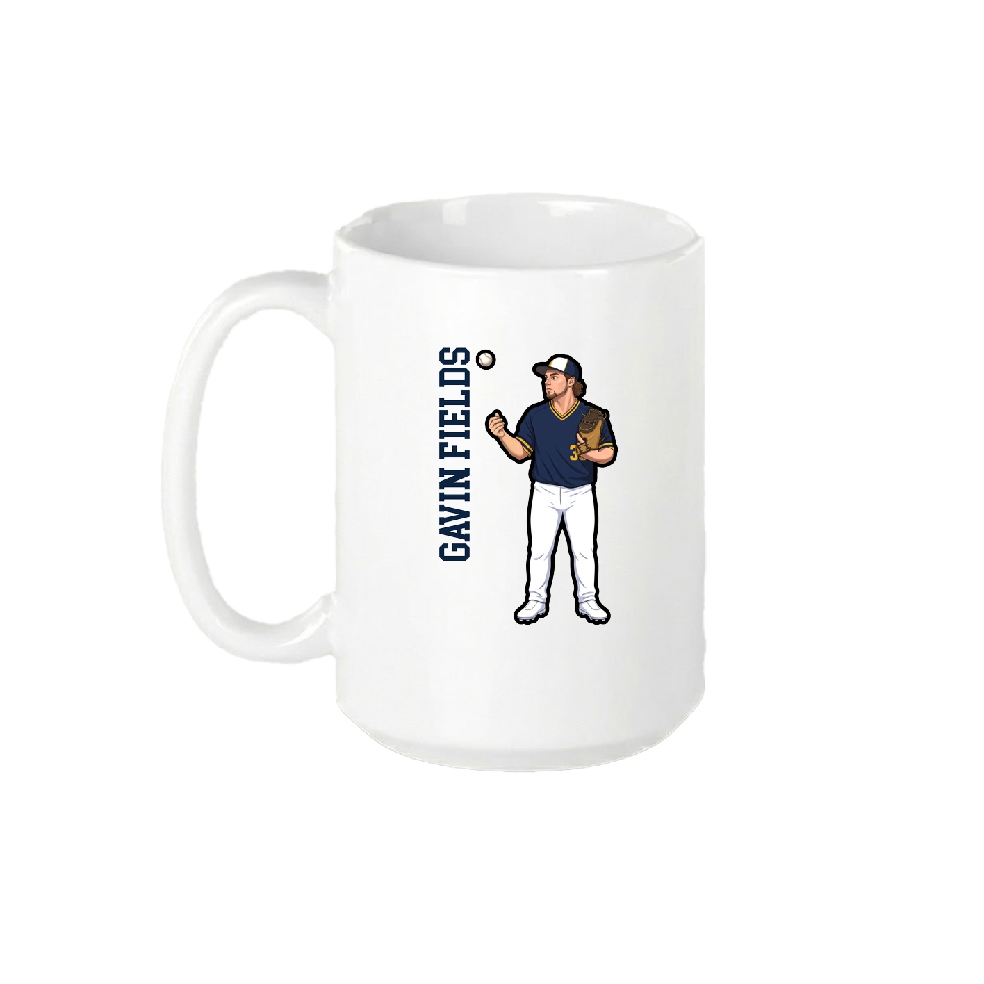 15oz Coffee Mug — Name Vertical in White