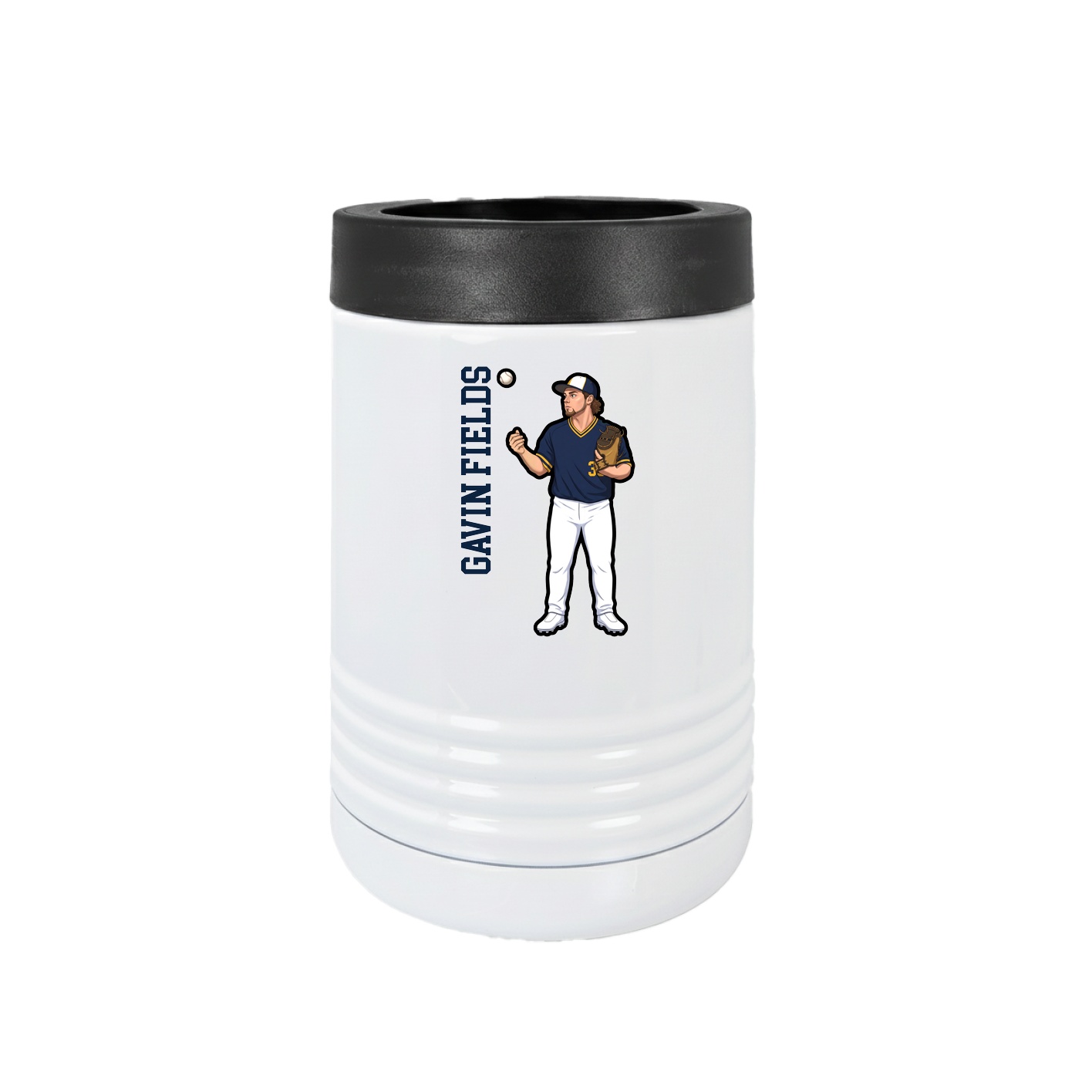 Beverage Holder — Name Vertical in White
