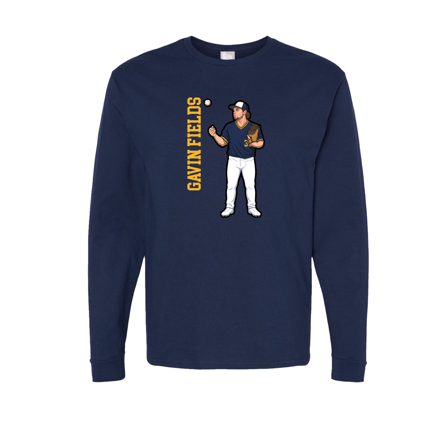 Long Sleeve Tee — Name Vertical in Navy