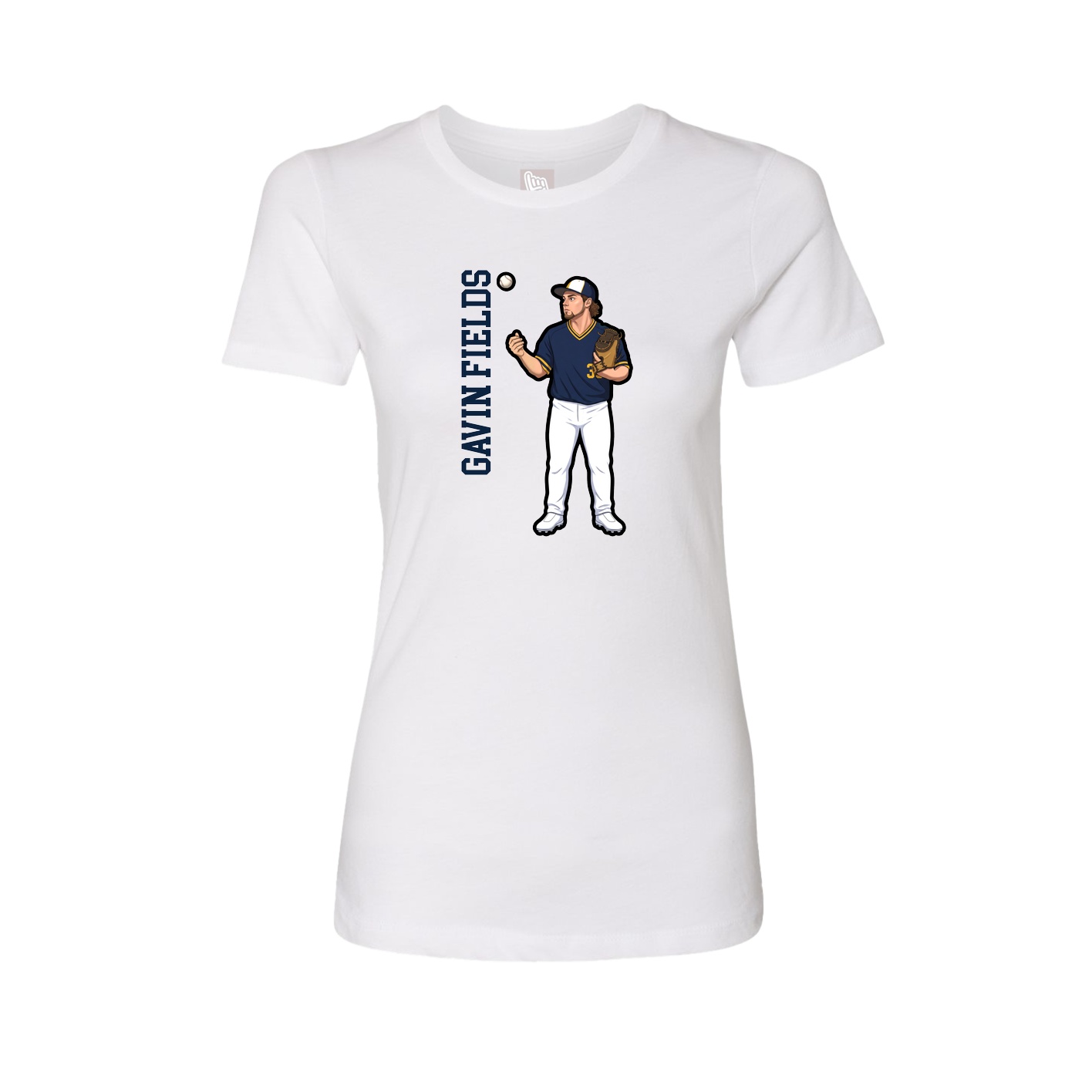 Womens Tee — Name Vertical in White
