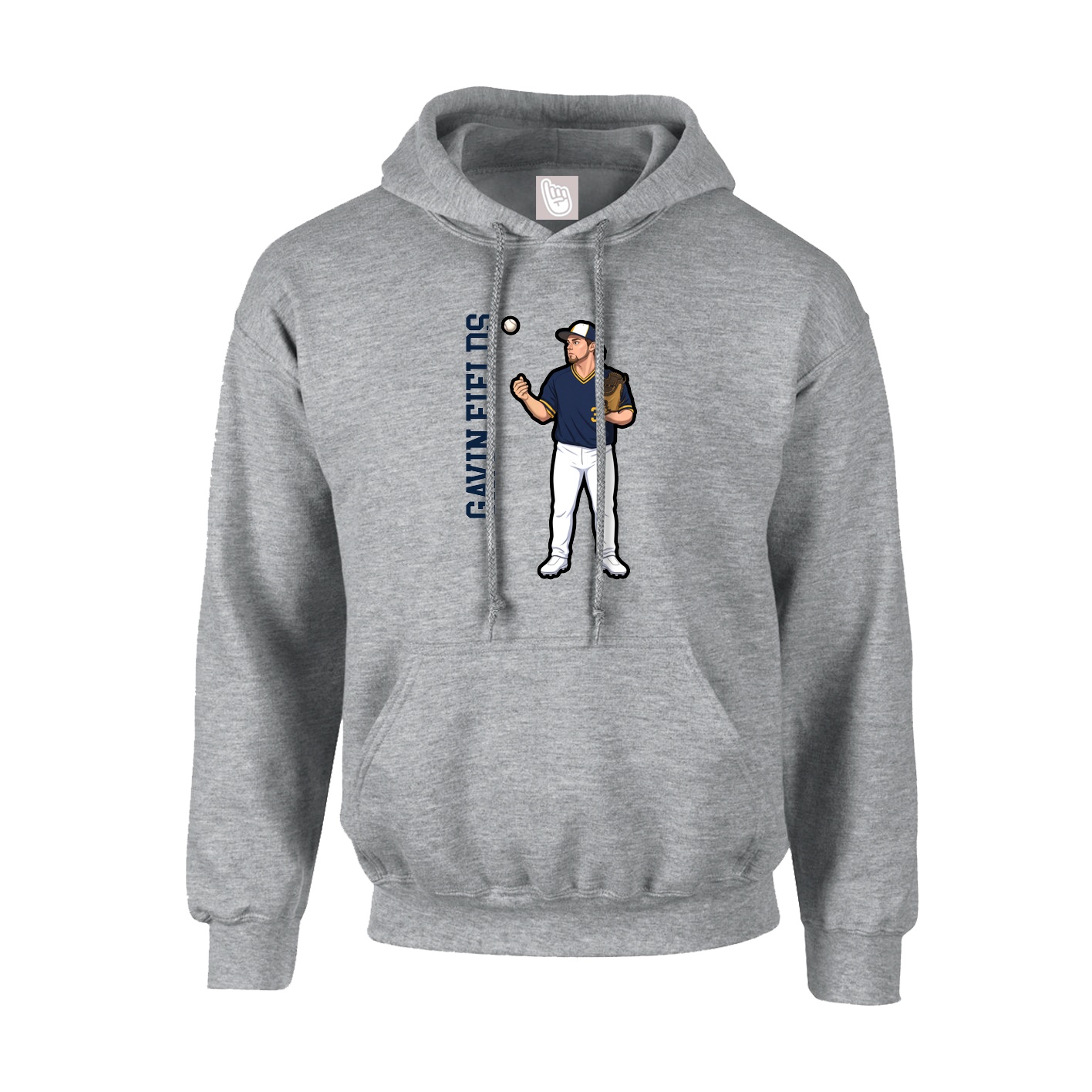 Youth Hoodie — Name Vertical in Grey