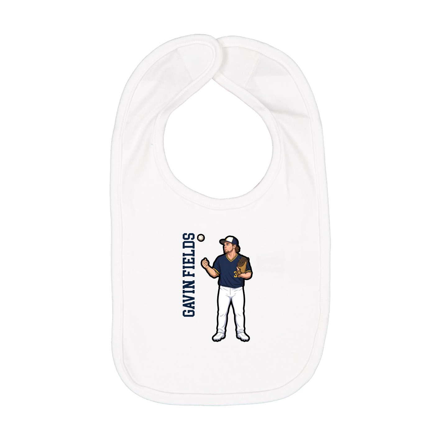 Infant Bib — Name Vertical in White