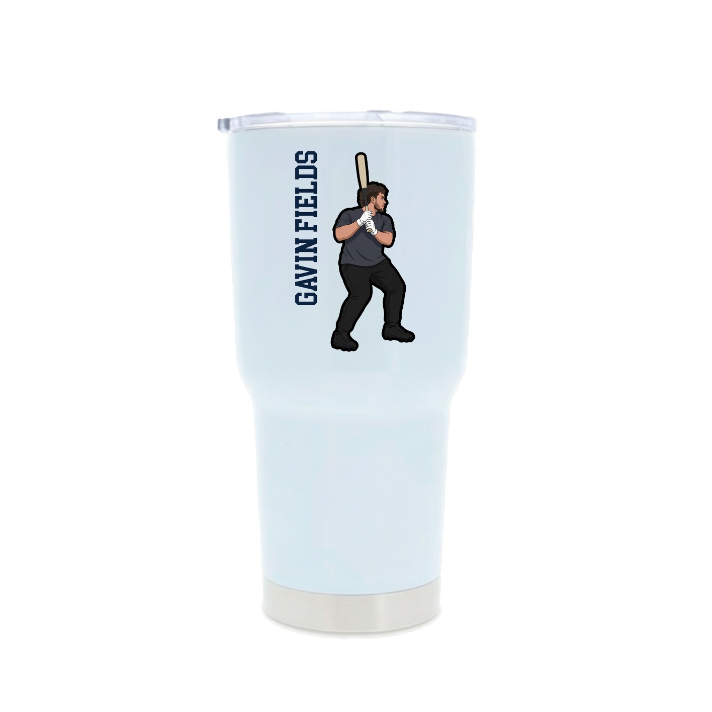 30oz Stainless Steel Tumbler — Name Vertical in White