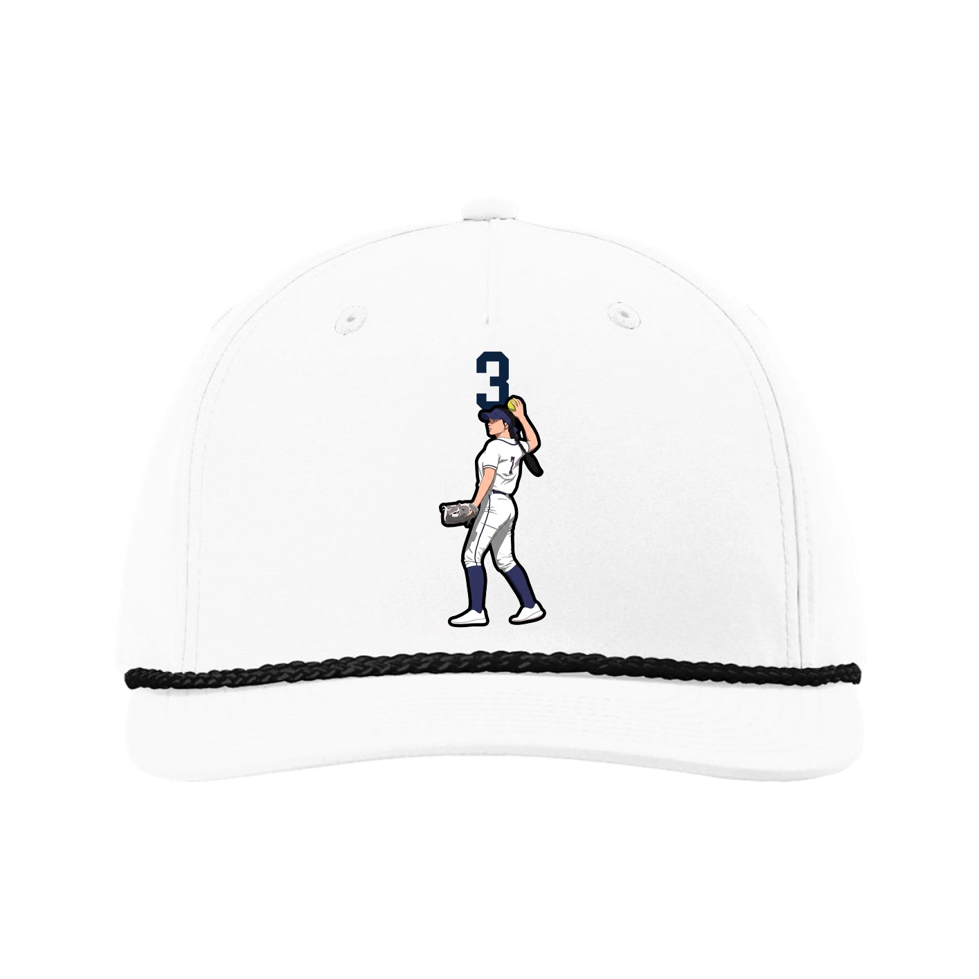 Five-Panel Classic Rope Cap — Number Top in White