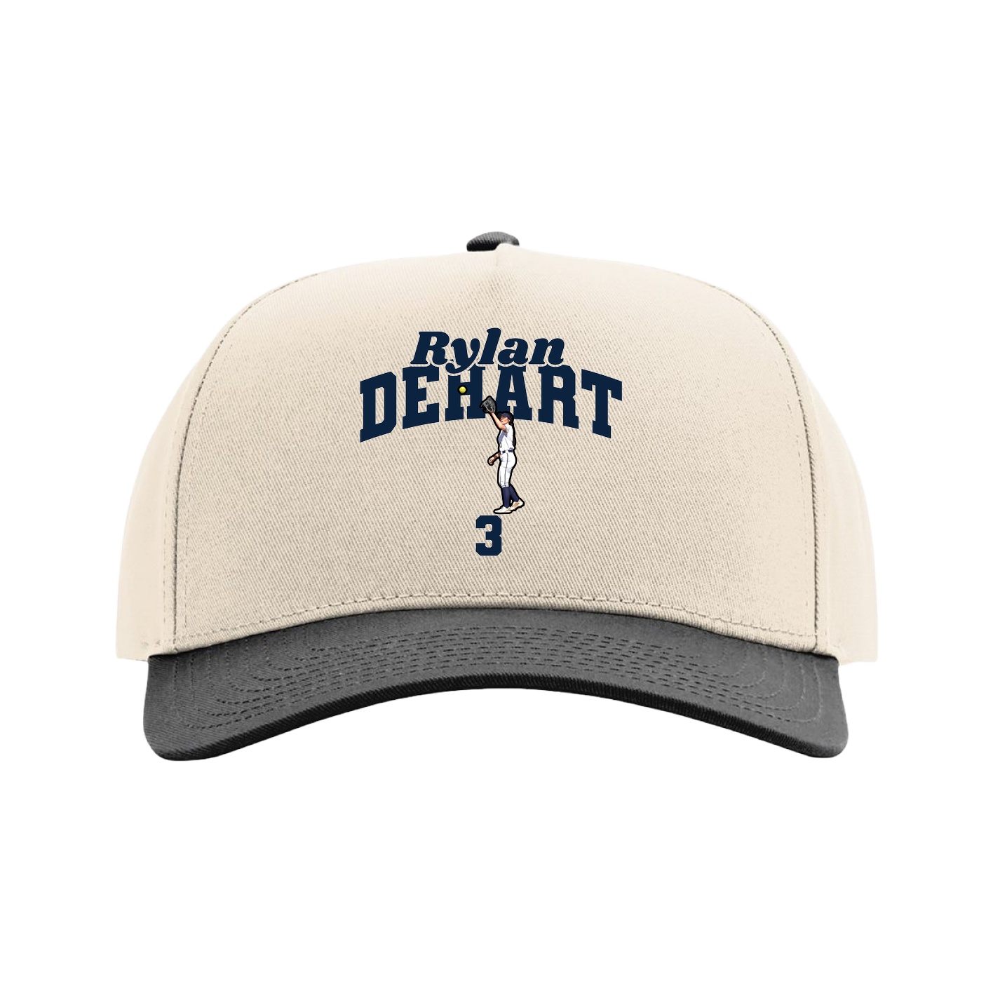 Full Fabric Five-Panel Champ Cap — Signature Arch in Cream/Black