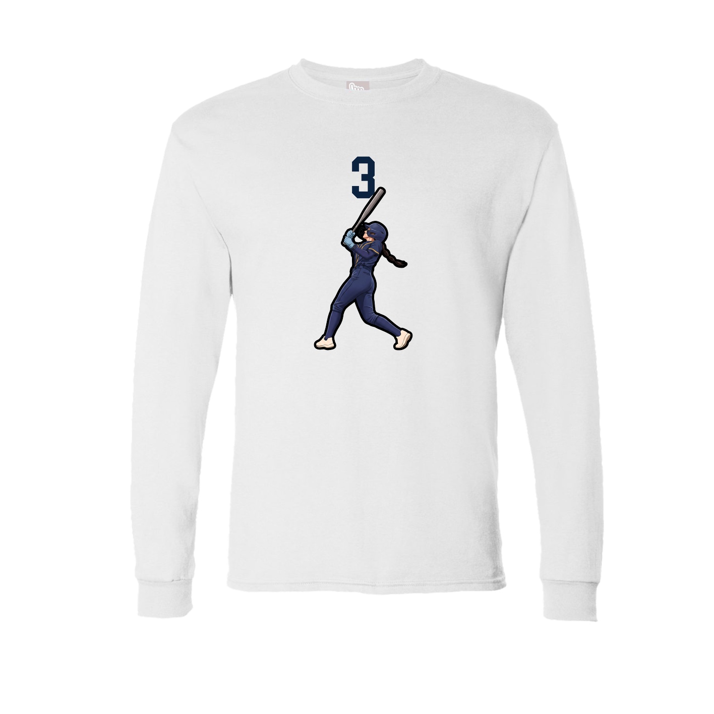 Long Sleeve Tee — Number Top in White