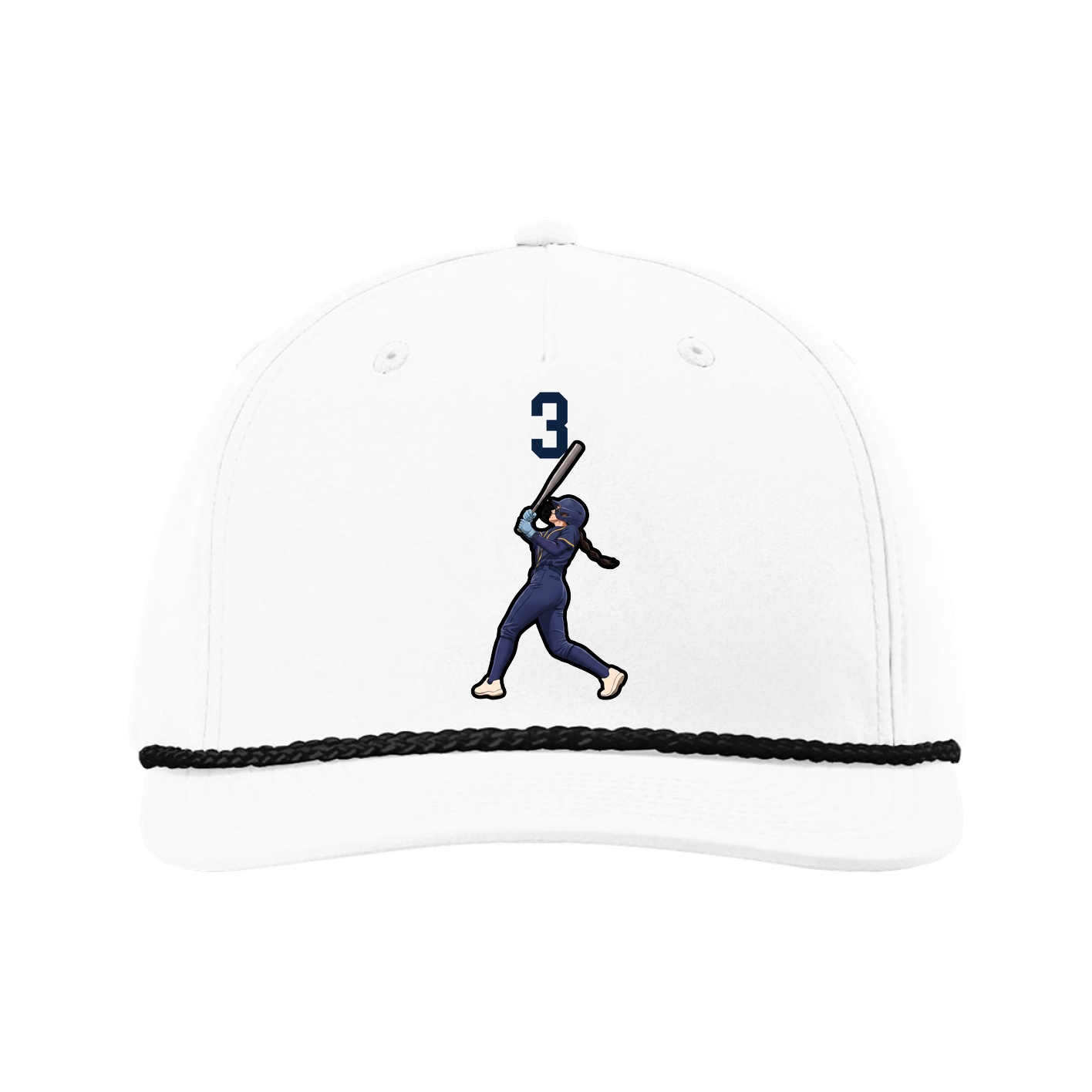 Five-Panel Classic Rope Cap — Number Top in White
