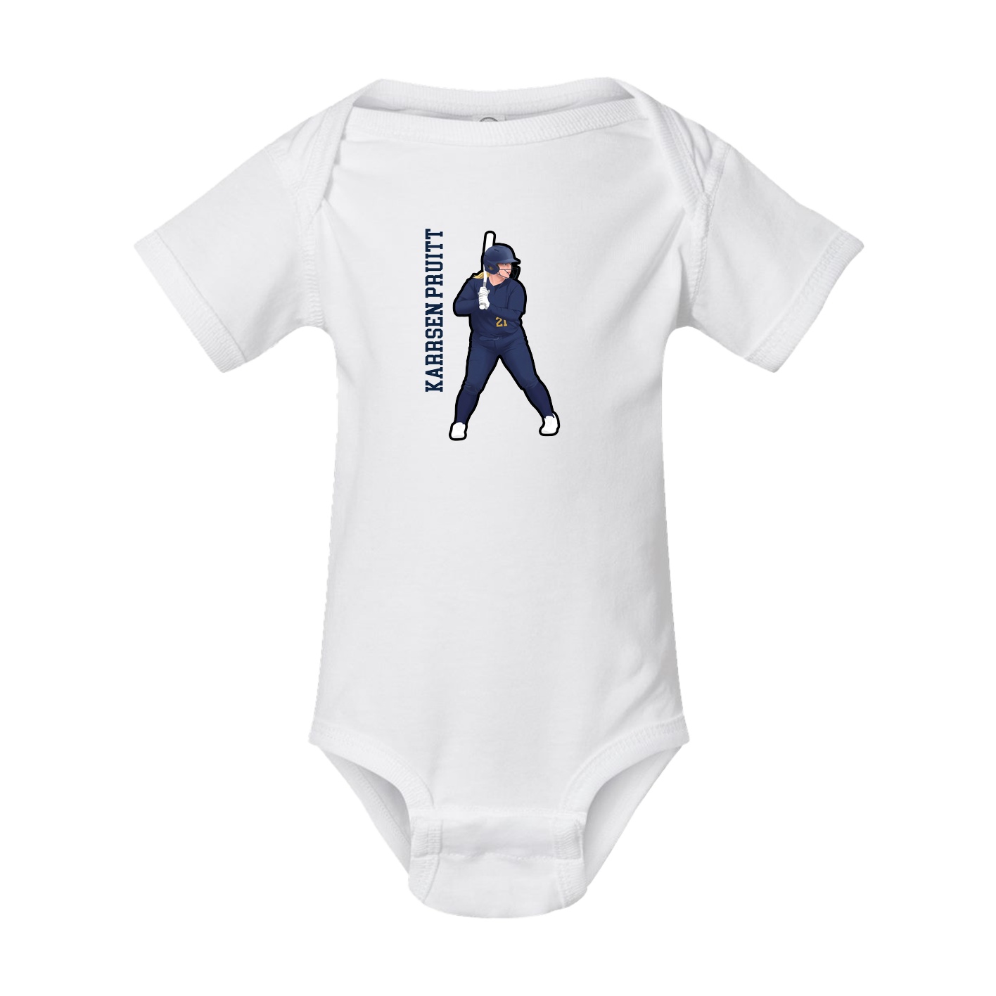 Baby Onesie — Name Vertical in White
