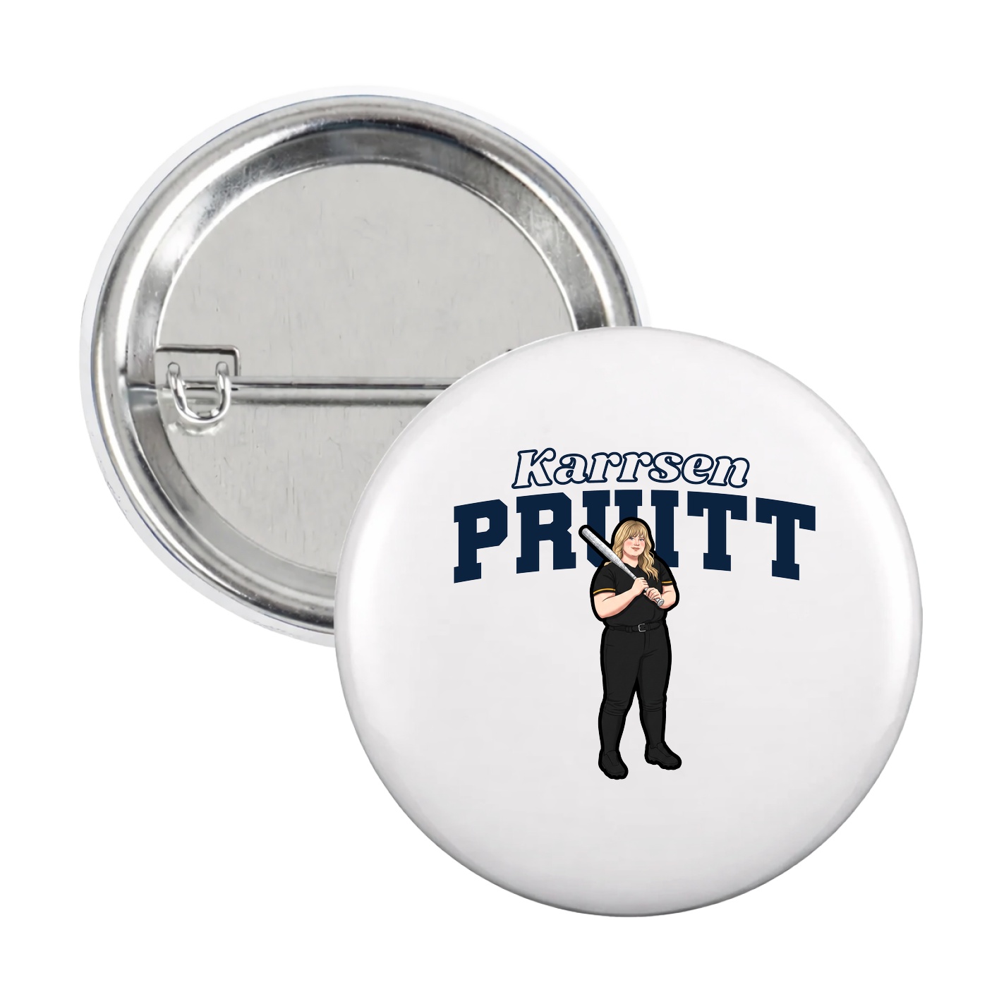 Game Day Button — Name Arch in White