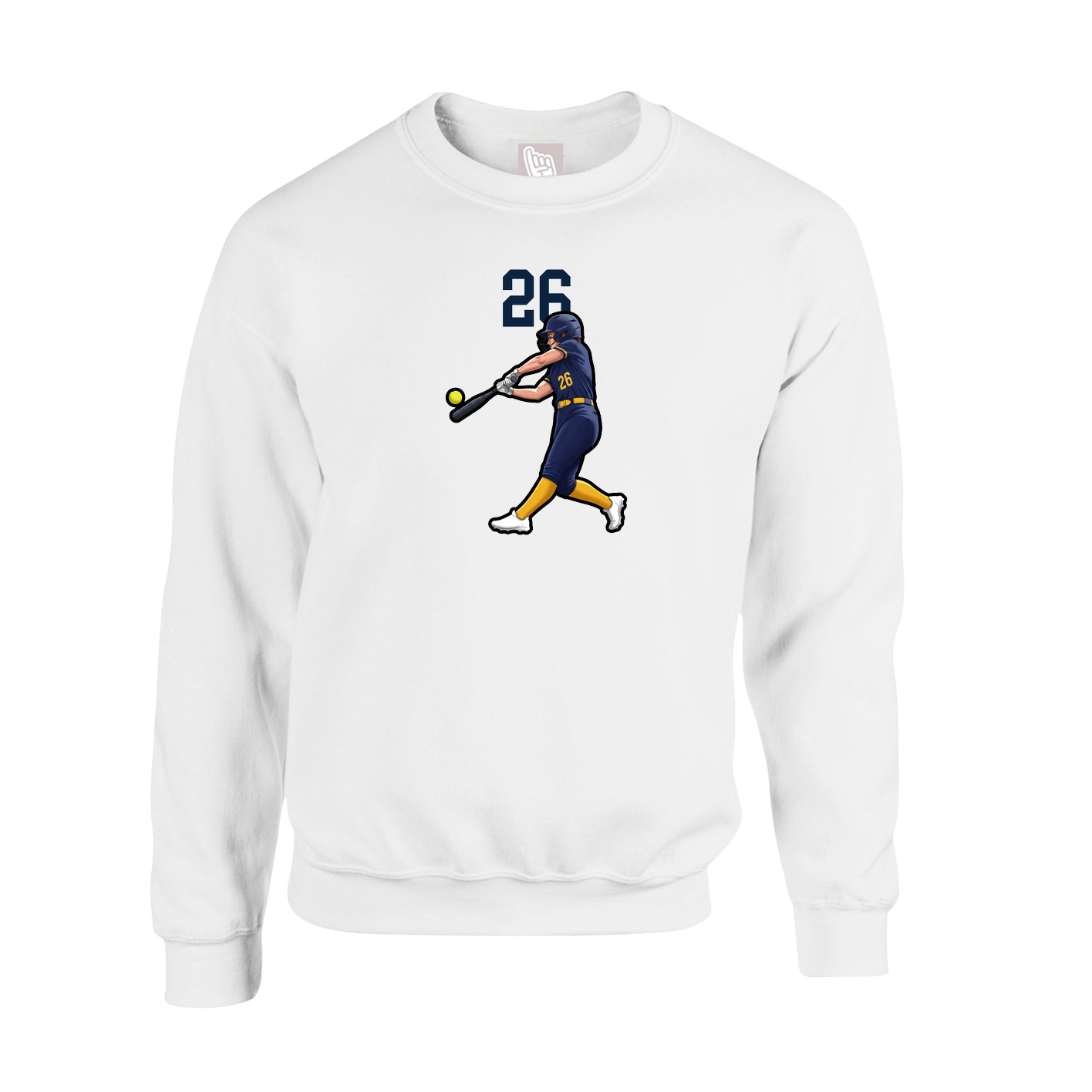 Fleece Crew — Number Top in White