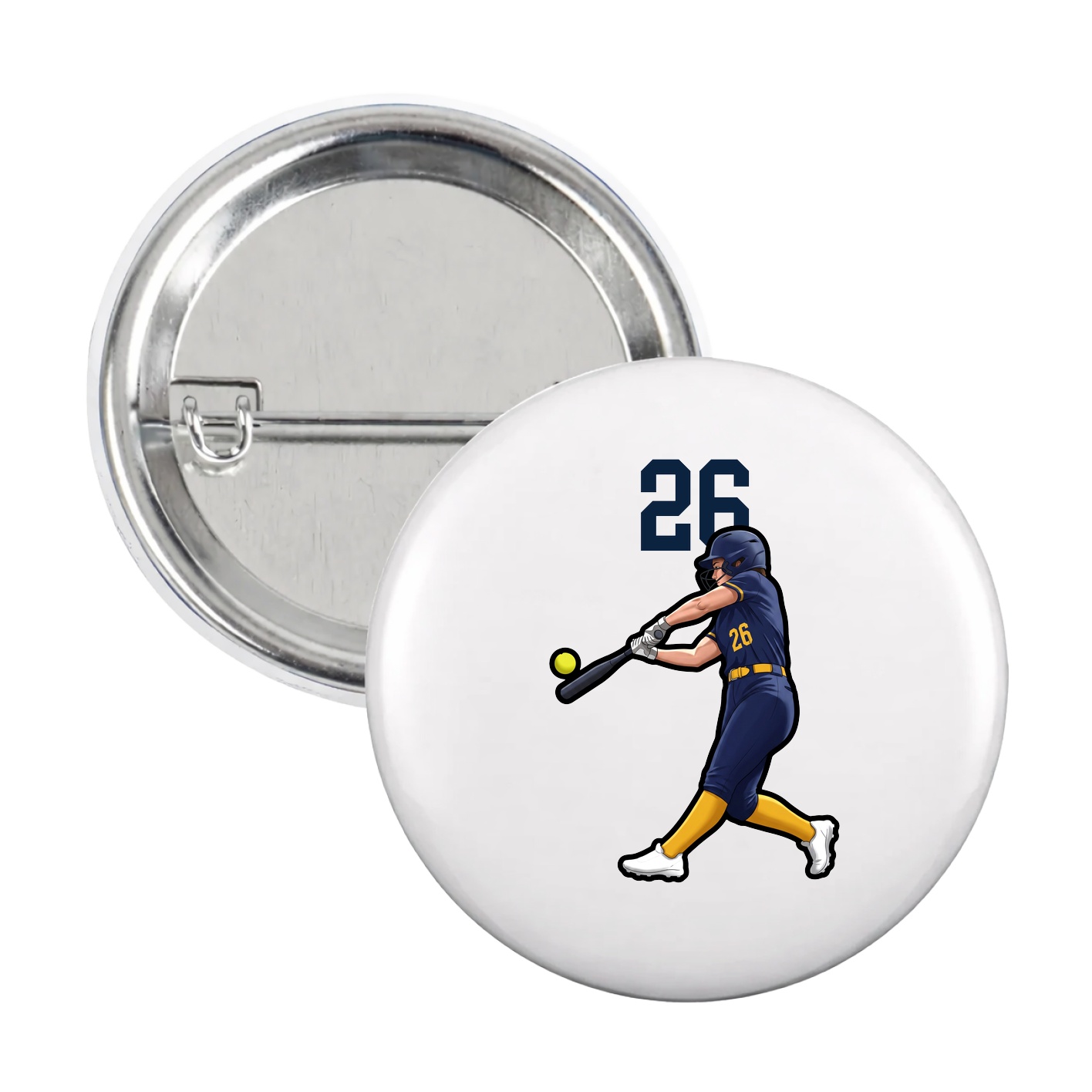 Game Day Button — Number Top in White