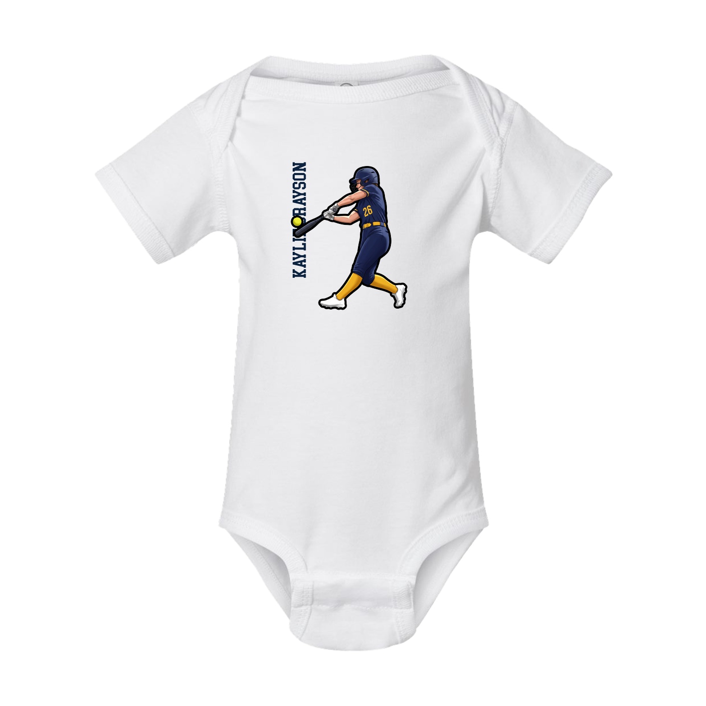 Baby Onesie — Name Vertical in White