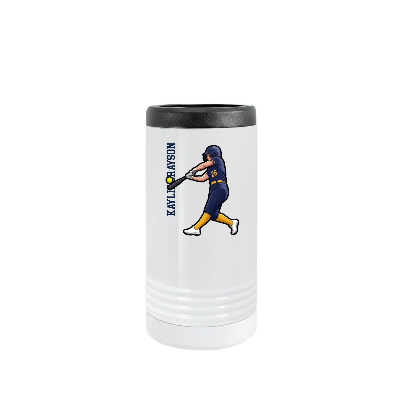 Slim Beverage Holder — Name Vertical in White