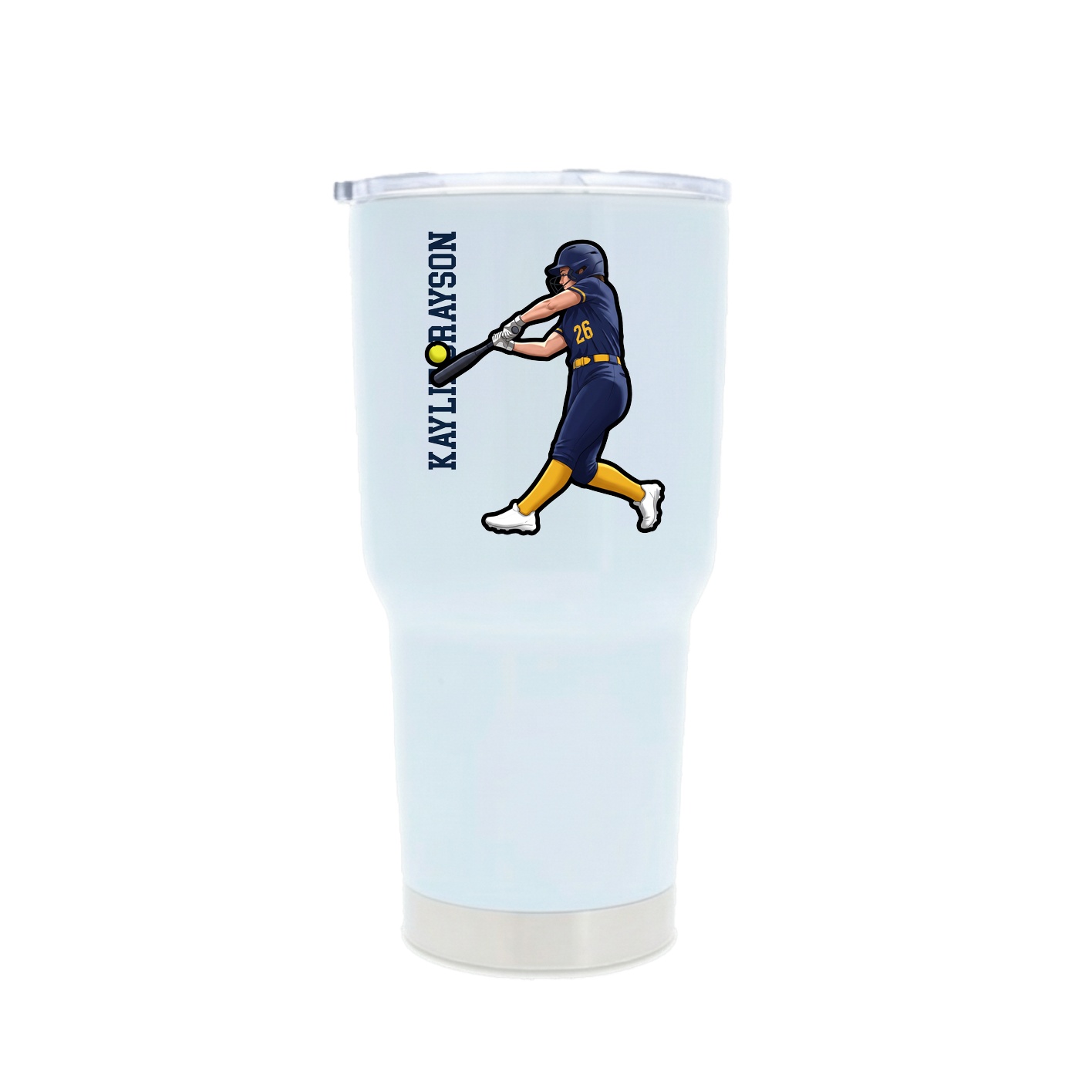 30oz Stainless Steel Tumbler — Name Vertical in White