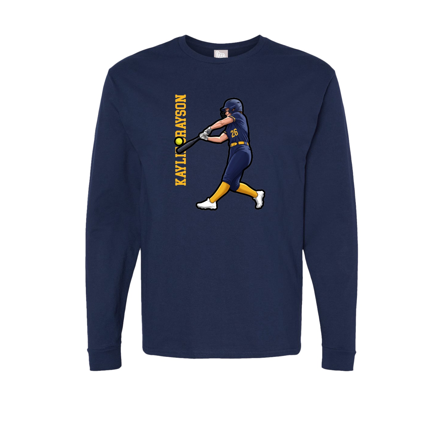 Long Sleeve Tee — Name Vertical in Navy