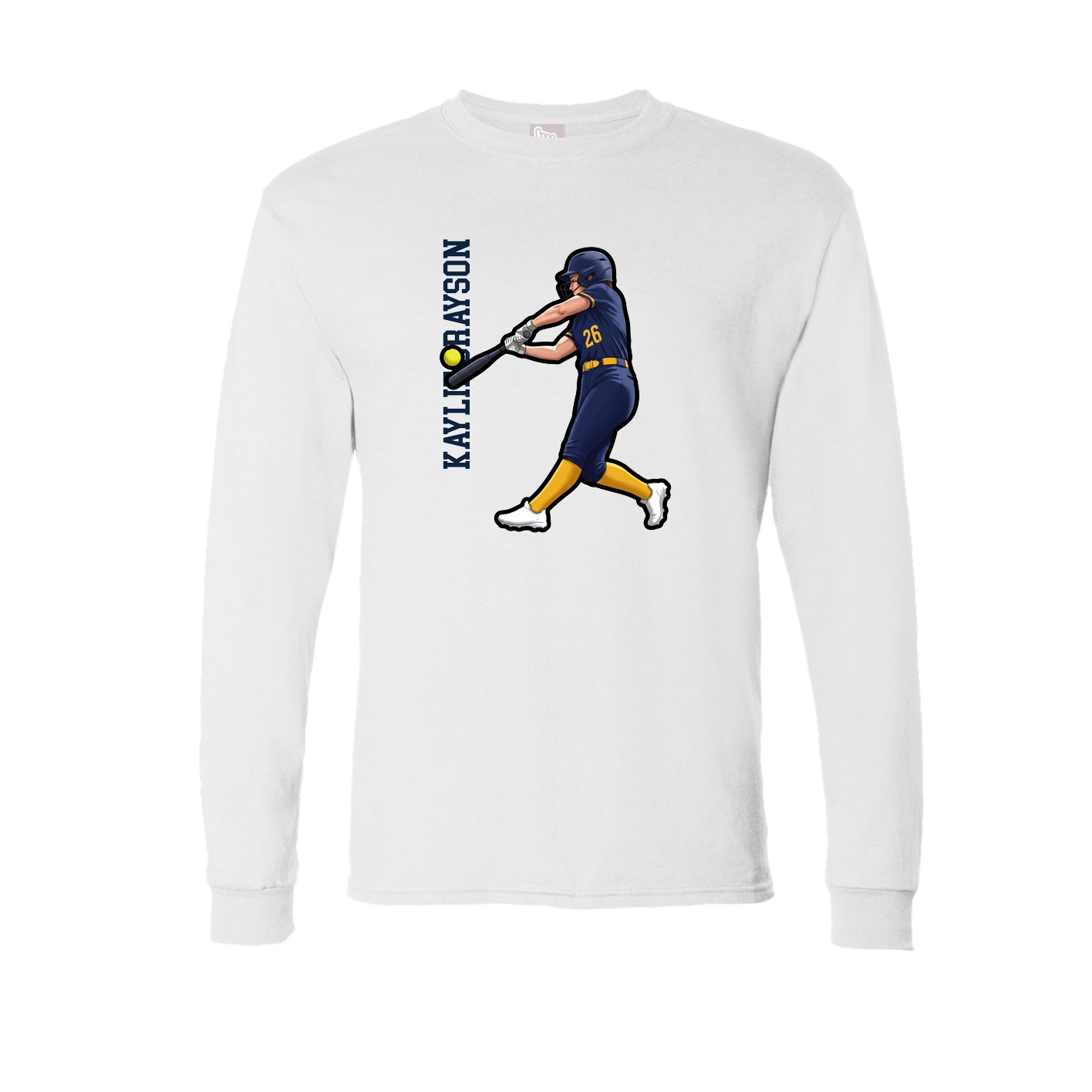 Long Sleeve Tee — Name Vertical in White