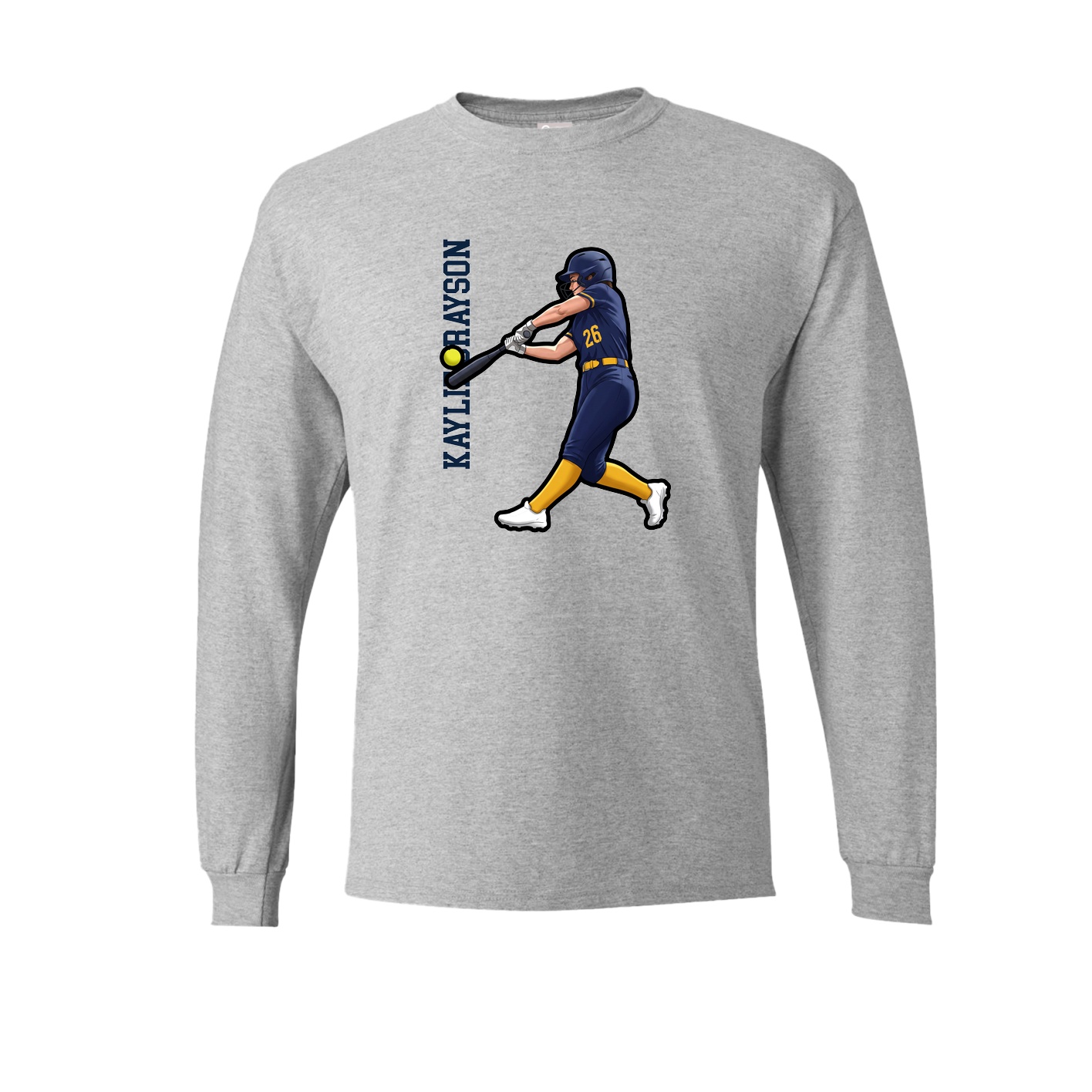 Long Sleeve Tee — Name Vertical in Grey