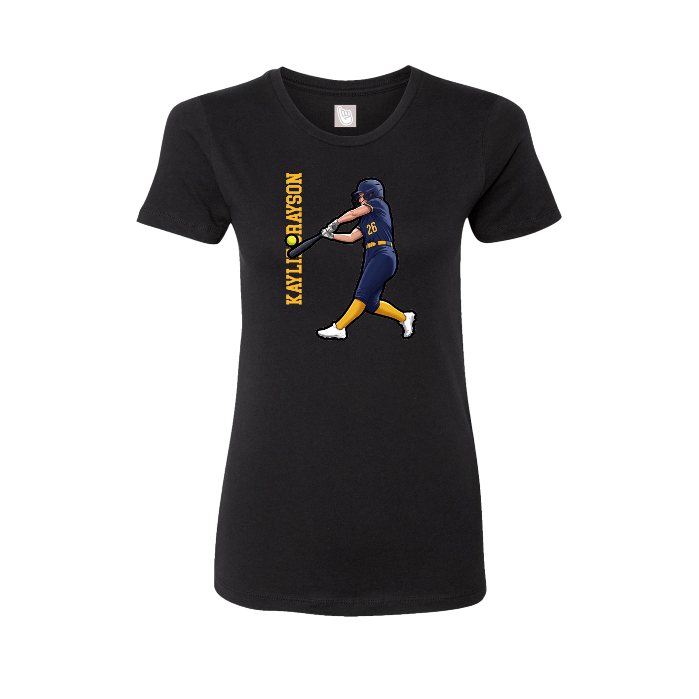 Womens Tee — Name Vertical in Black