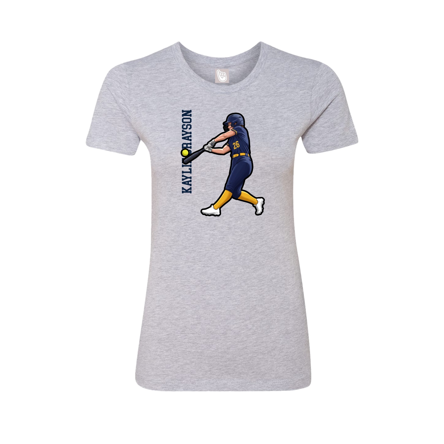 Womens Tee — Name Vertical in Grey
