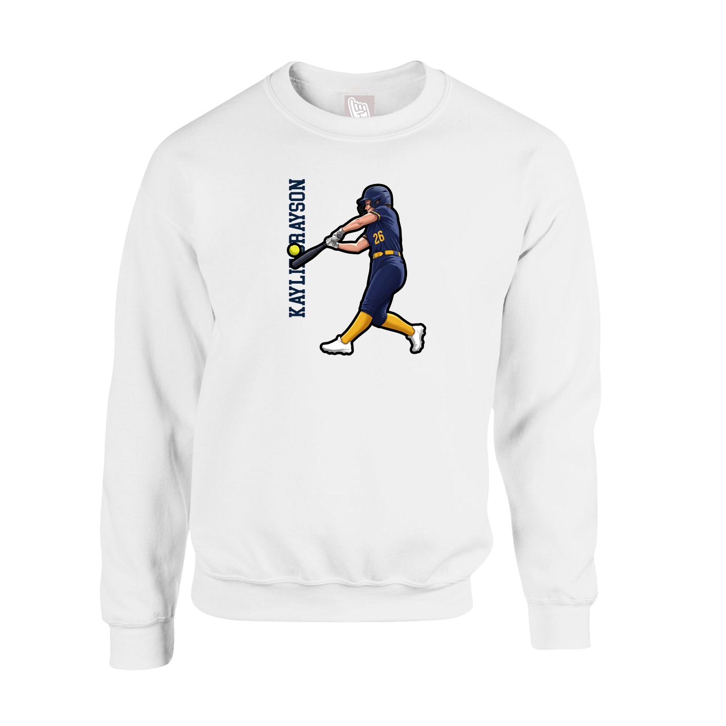 Fleece Crew — Name Vertical in White