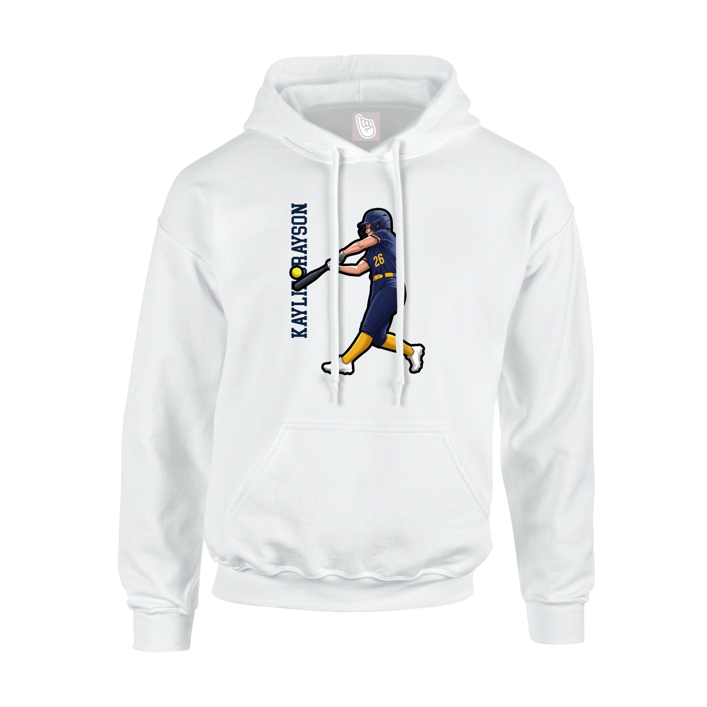 Youth Hoodie — Name Vertical in White