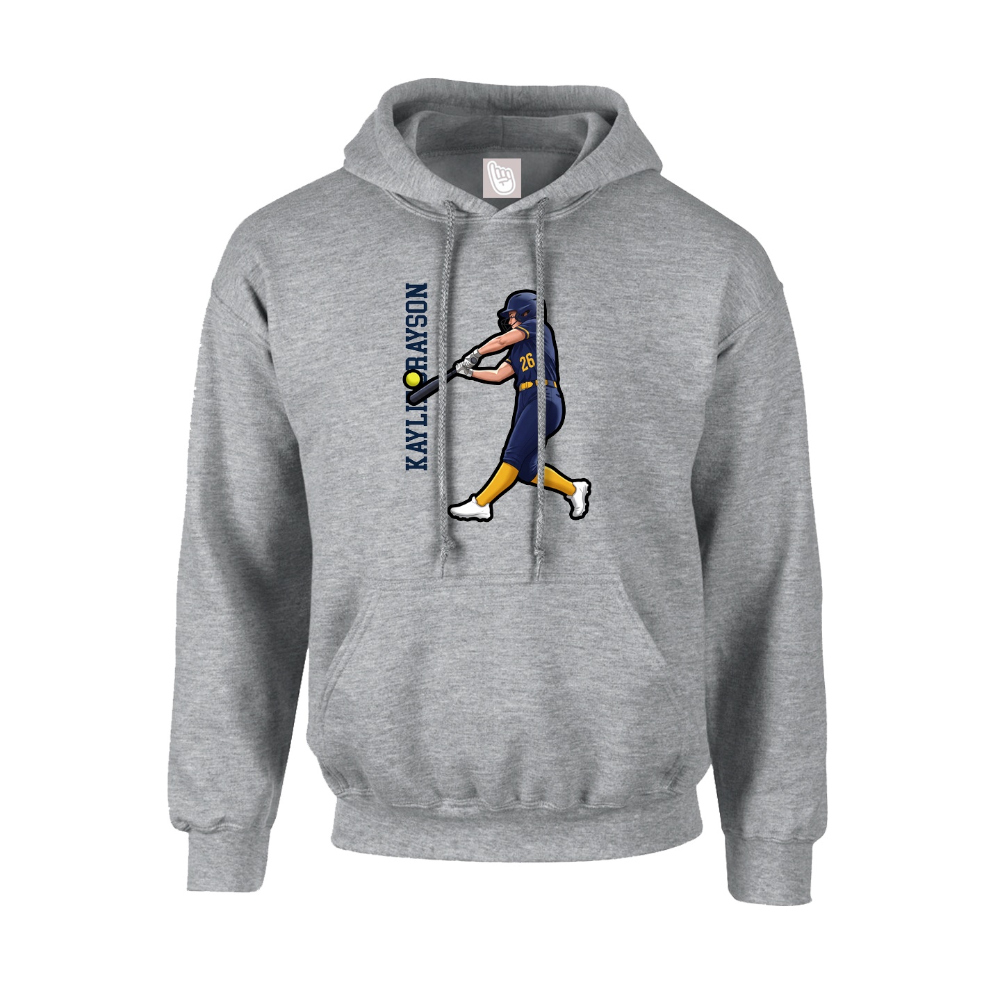 Youth Hoodie — Name Vertical in Grey
