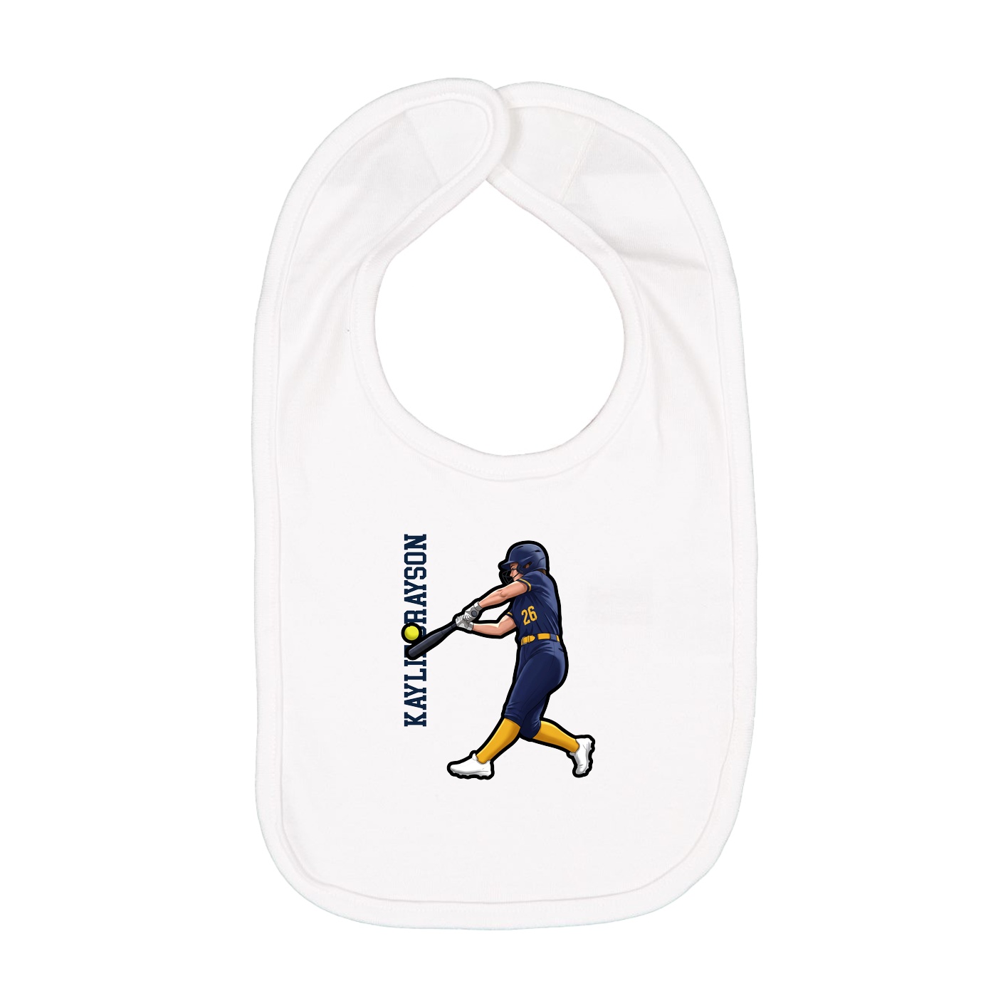 Infant Bib — Name Vertical in White