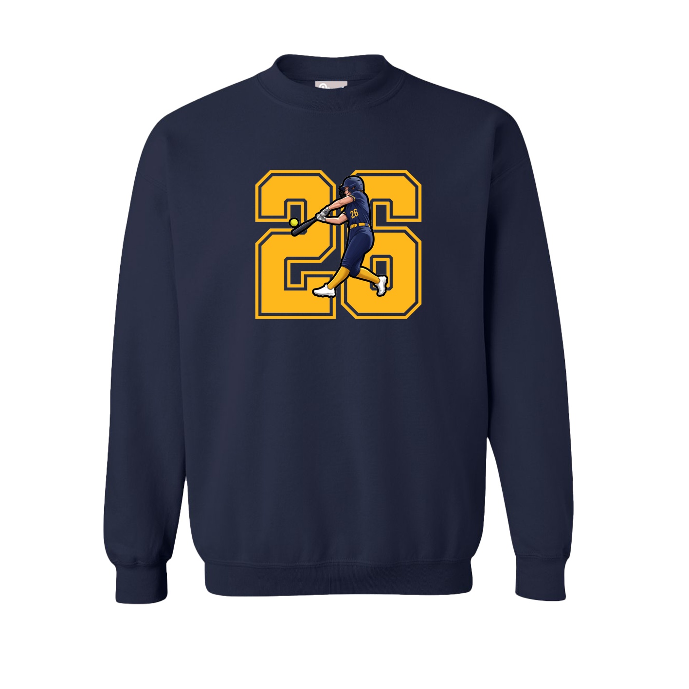 Fleece Crew — Number in Navy