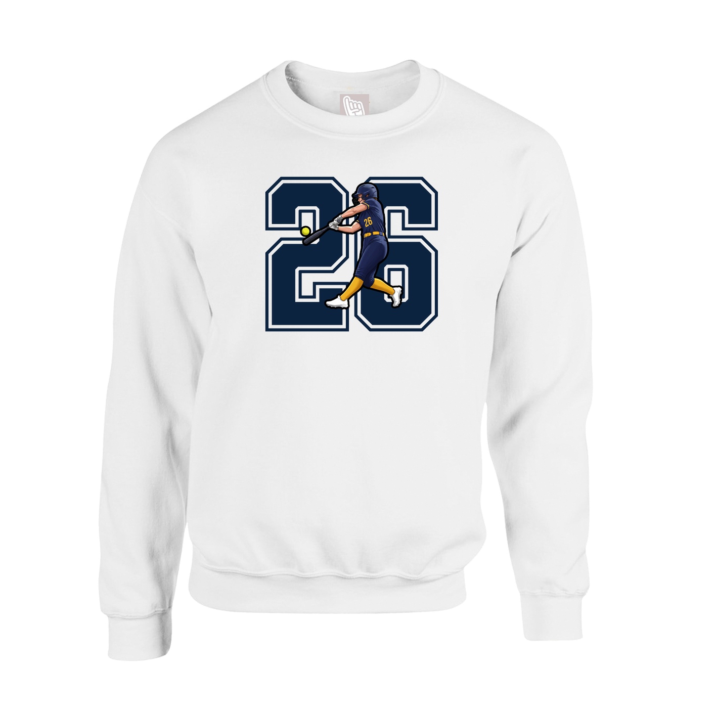 Fleece Crew — Number in White