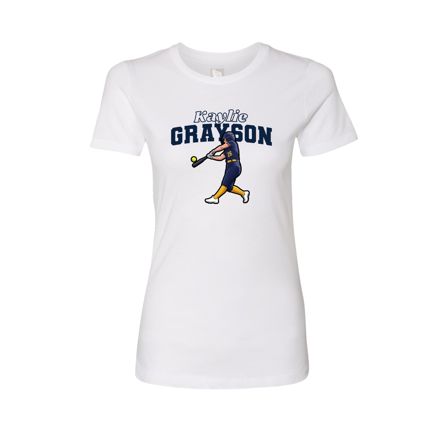 Womens Tee — Name Arch in White