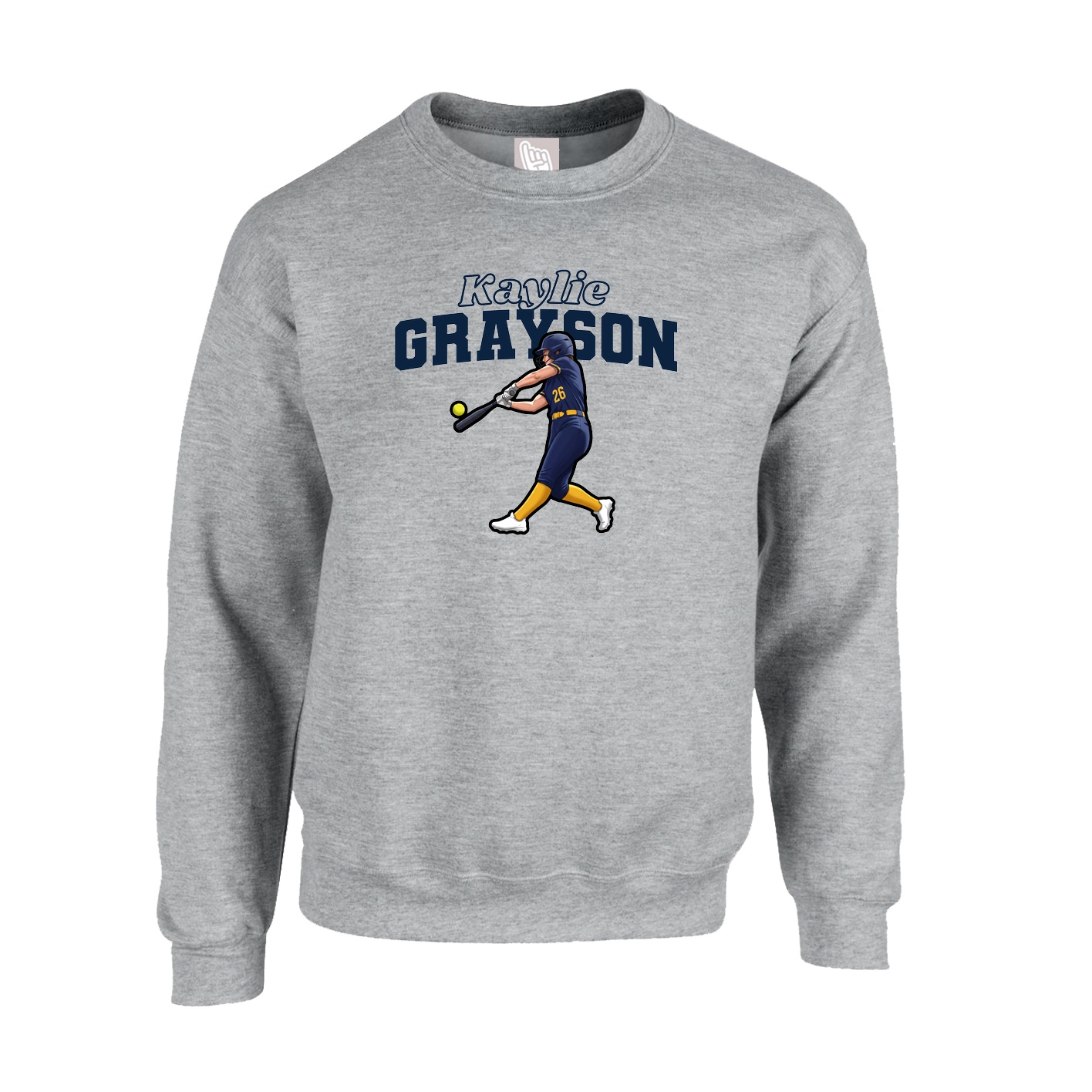 Fleece Crew — Name Arch in Grey