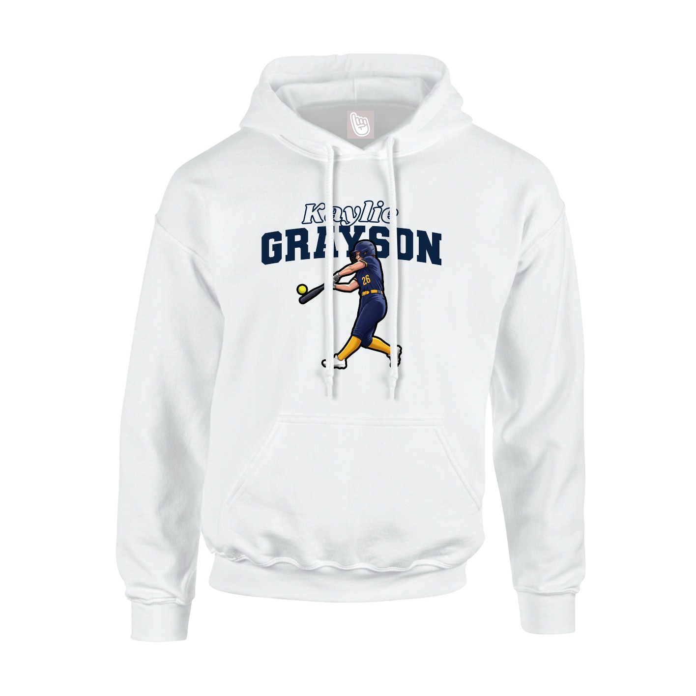 Youth Hoodie — Name Arch in White