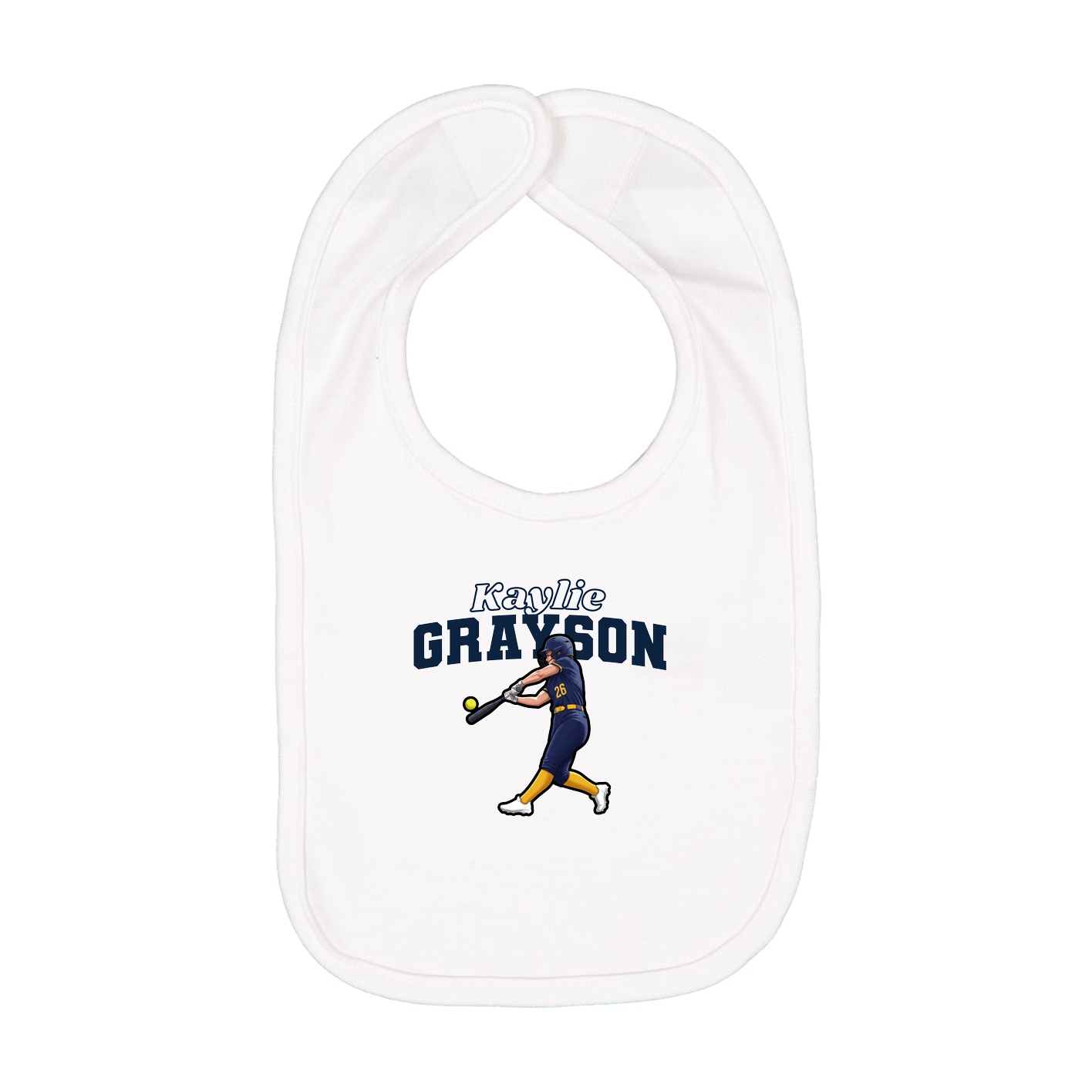 Infant Bib — Name Arch in White